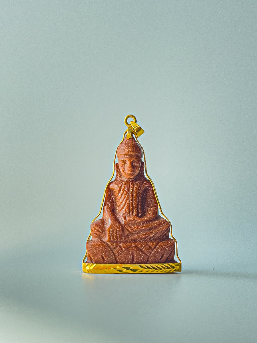 10K Goldstone Buddha Pendant Sakyamuni Pose #754