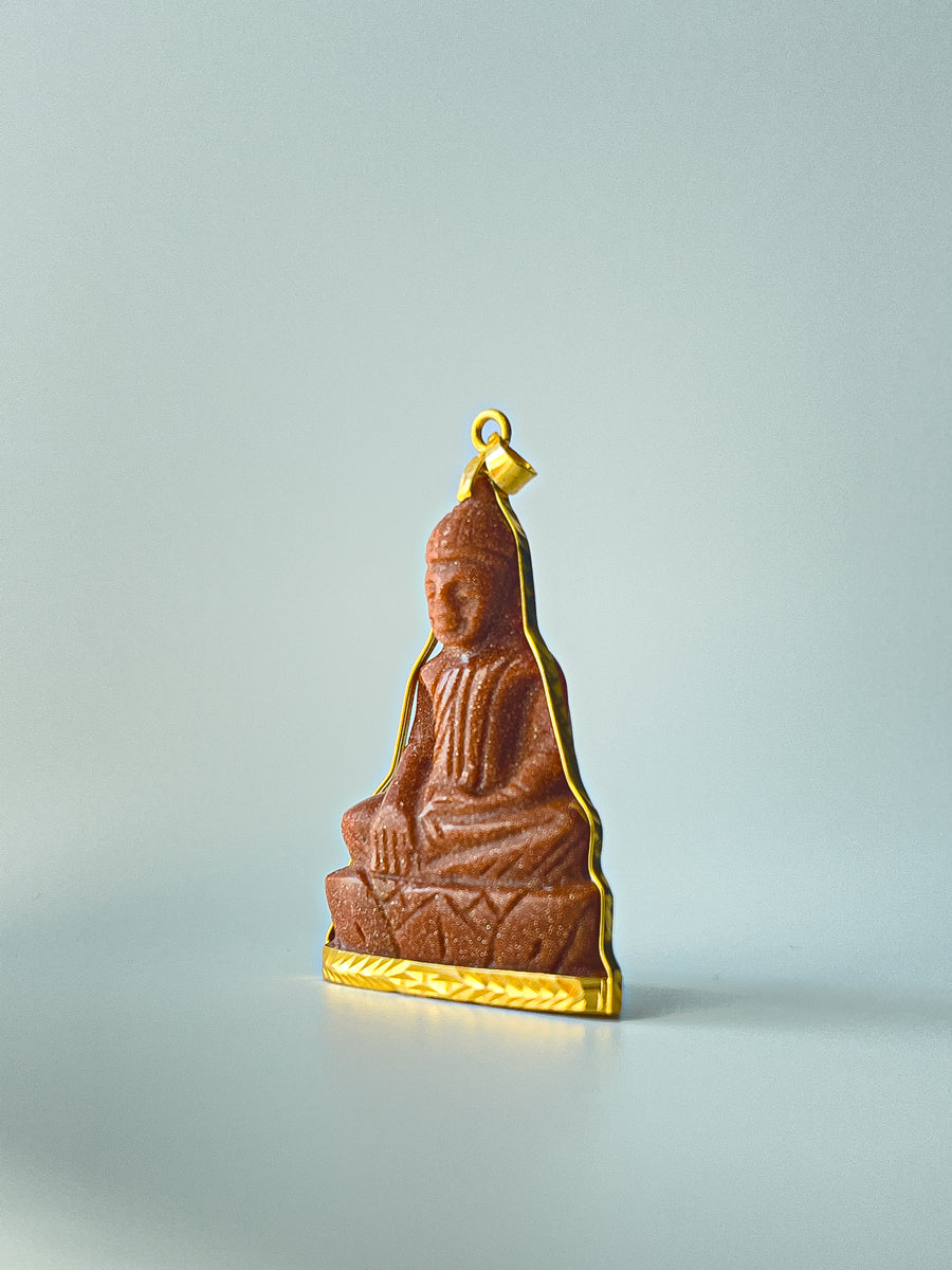 10K Goldstone Buddha Pendant Sakyamuni Pose #754