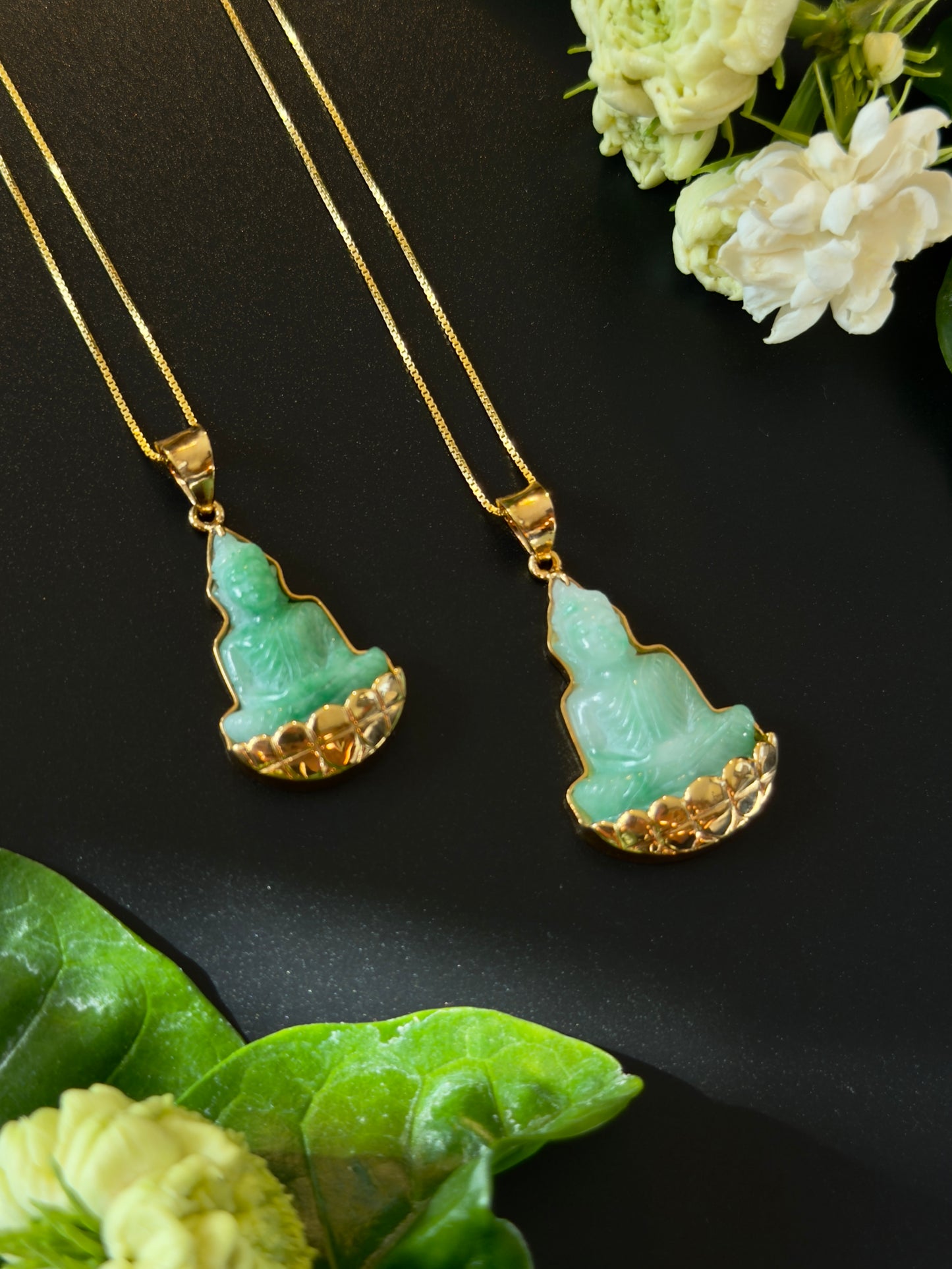 Jade Silhouette Buddha Pendant 10k Gold #931