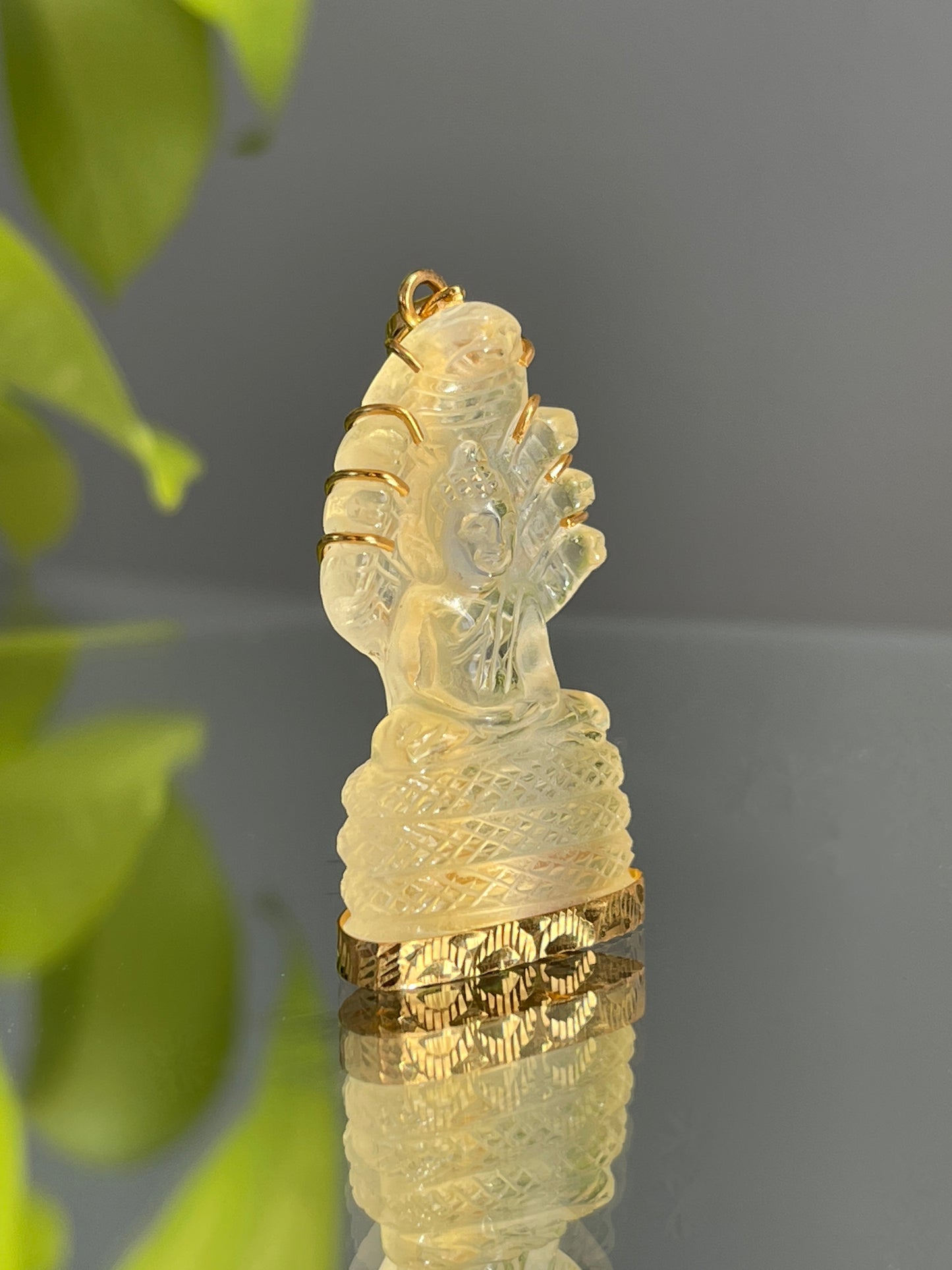 10k Gold Yellow Naga Buddha Pendant