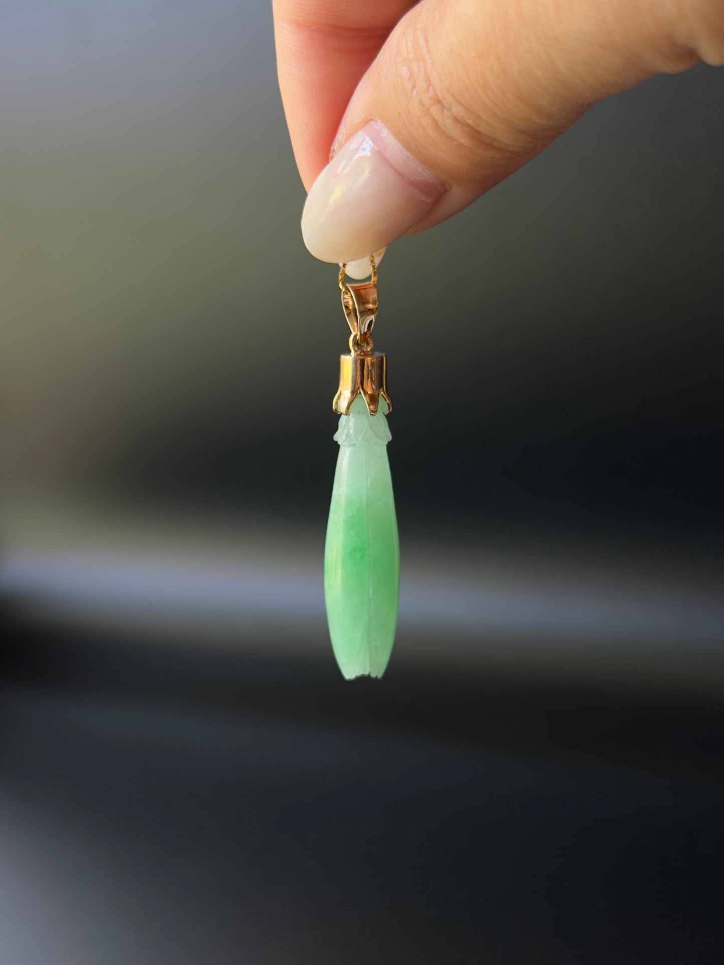 Jade Pka Champa Pendant 14k Gold #928