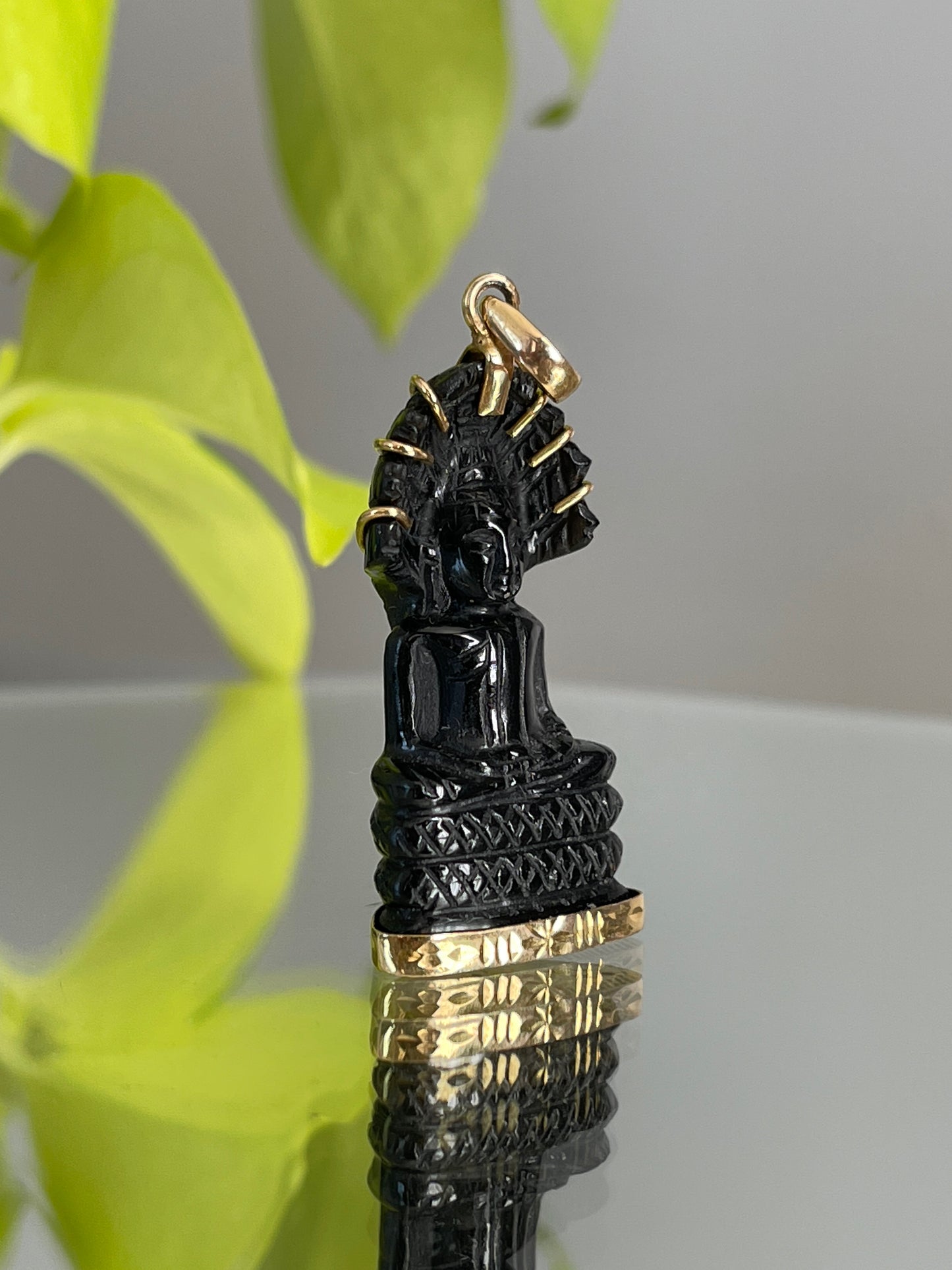 10k Gold Black Onyx Naga Buddha