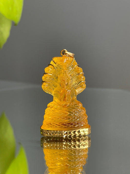 10k Gold Yellow Naga Buddha Pendant