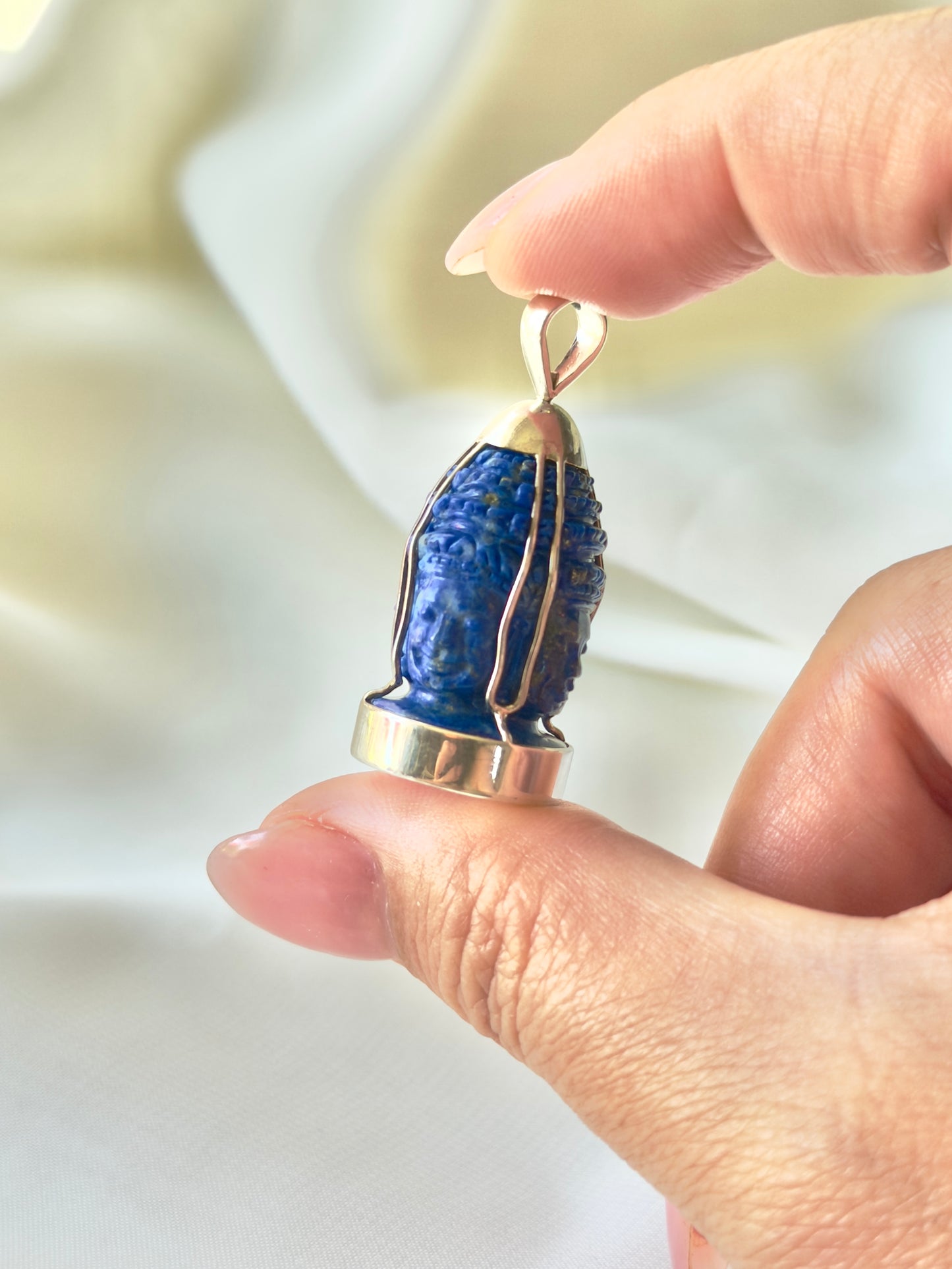 Four-Face Bayon Blue Lapis Lazuli In Silver #933