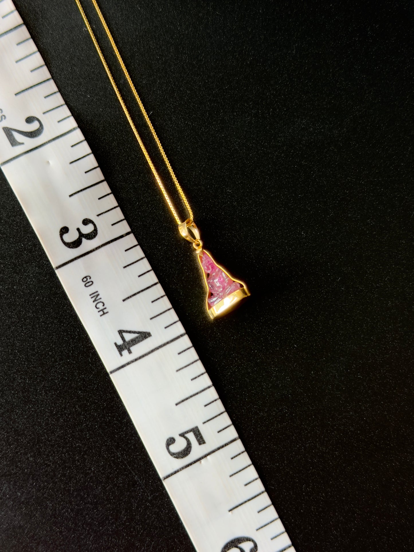 Pink Tourmaline Gemstone Buddha Pendant 18k Gold #916