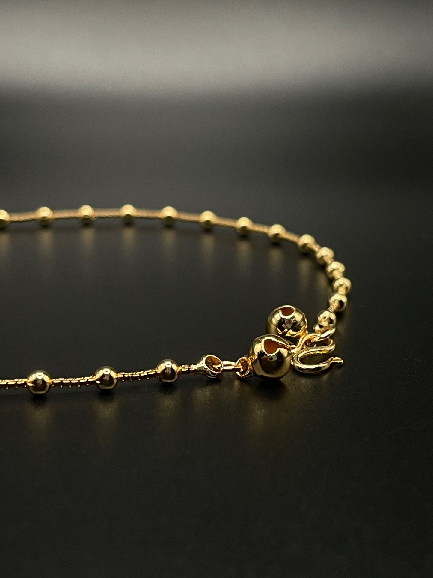 Gold Plated Bead Anklets for Adults: 10 inches