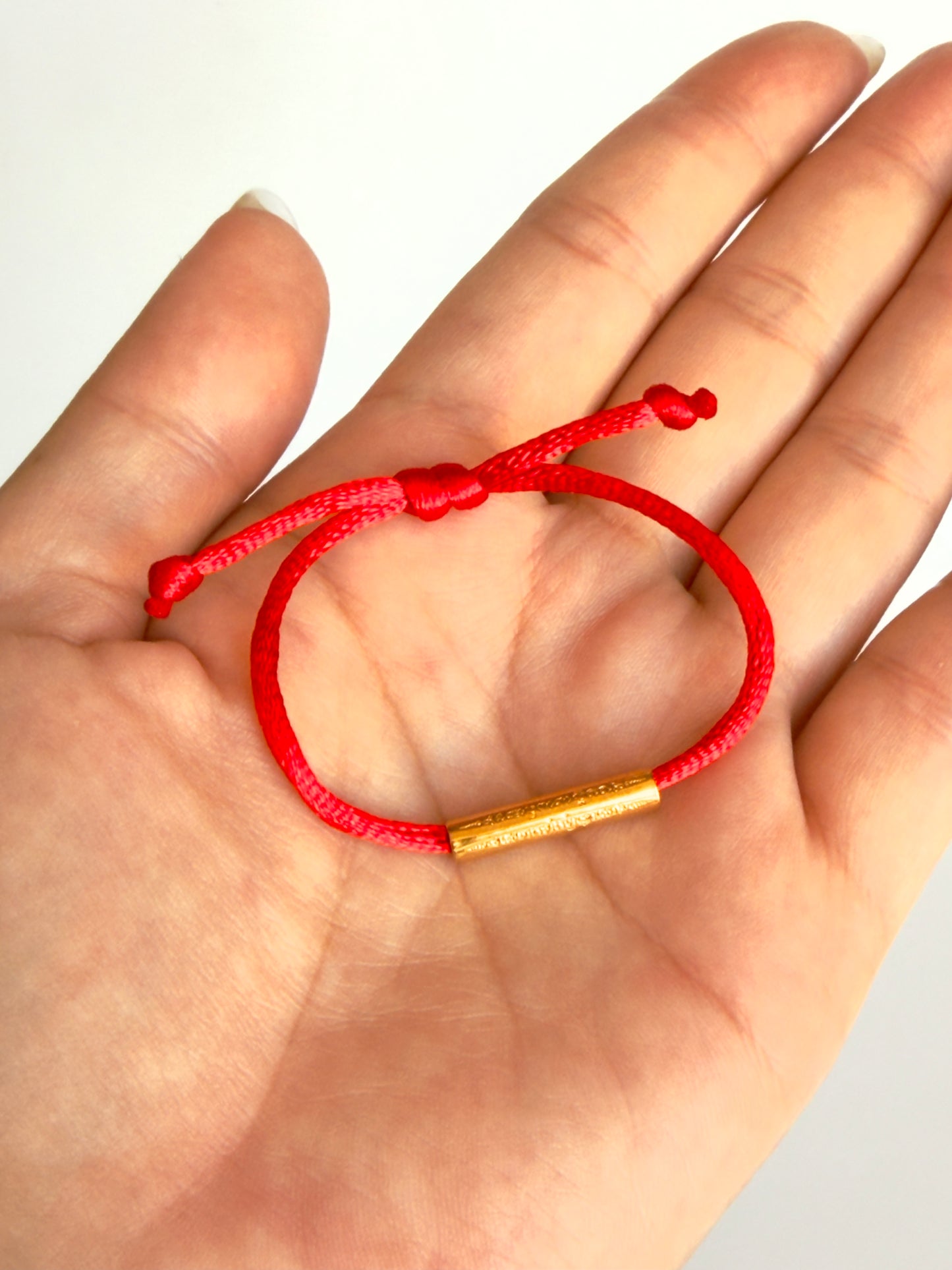 Children's Adjustable Sacred Yantra Bracelet -  Red & Gold Katha