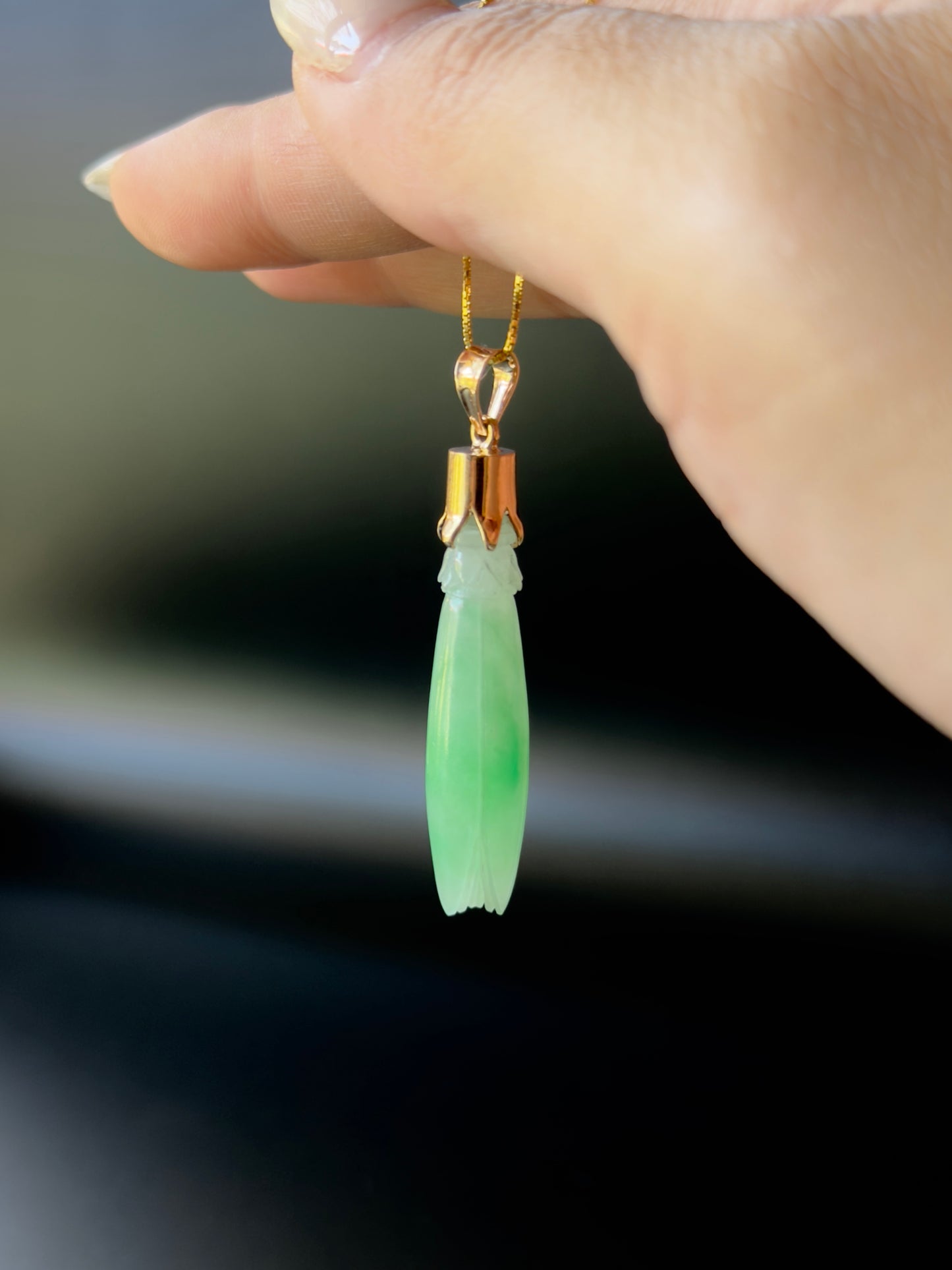 Jade Pka Champa Pendant 14k Gold #929