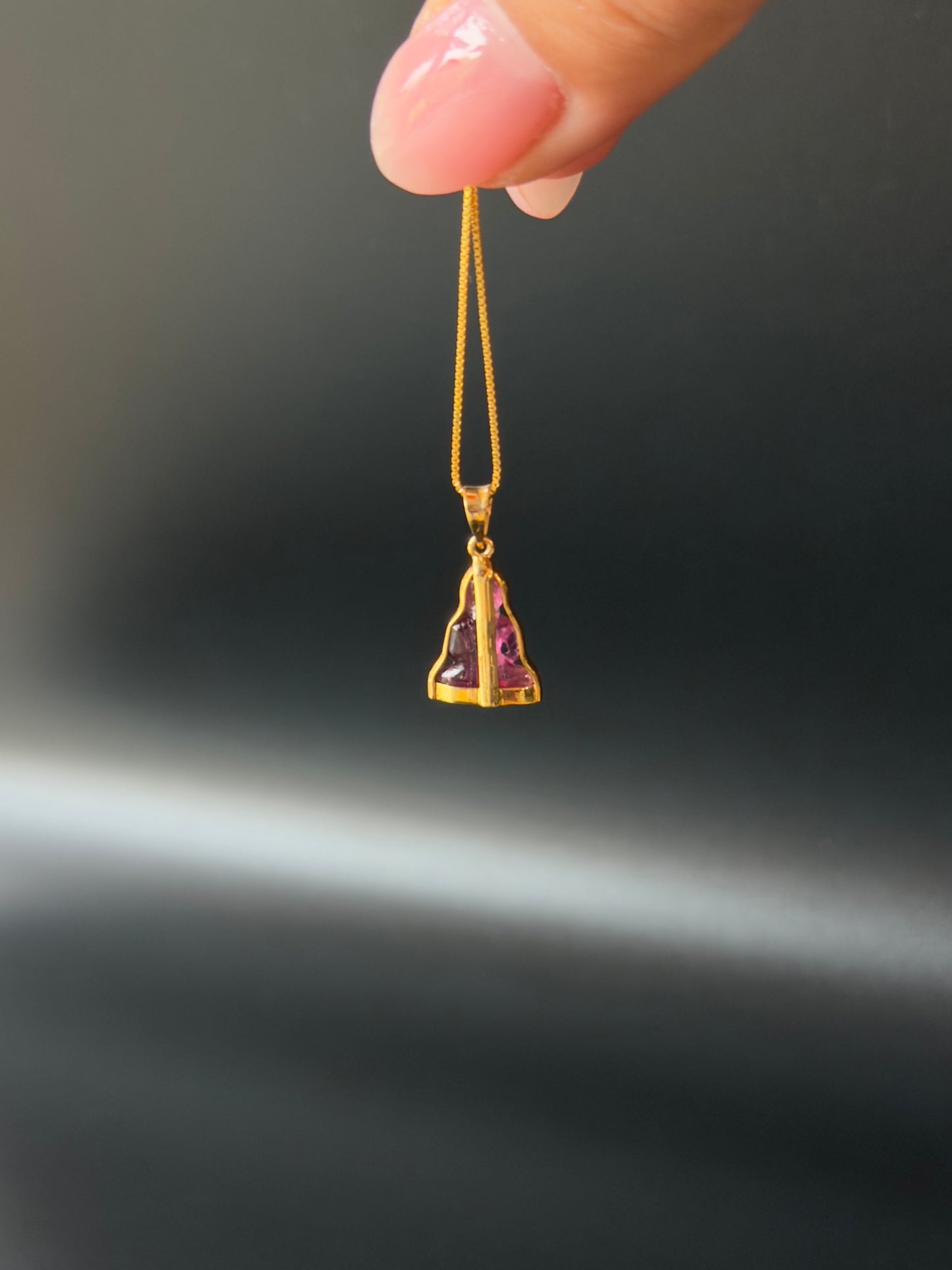 Pink Tourmaline Gemstone Buddha Pendant 18k Gold #917