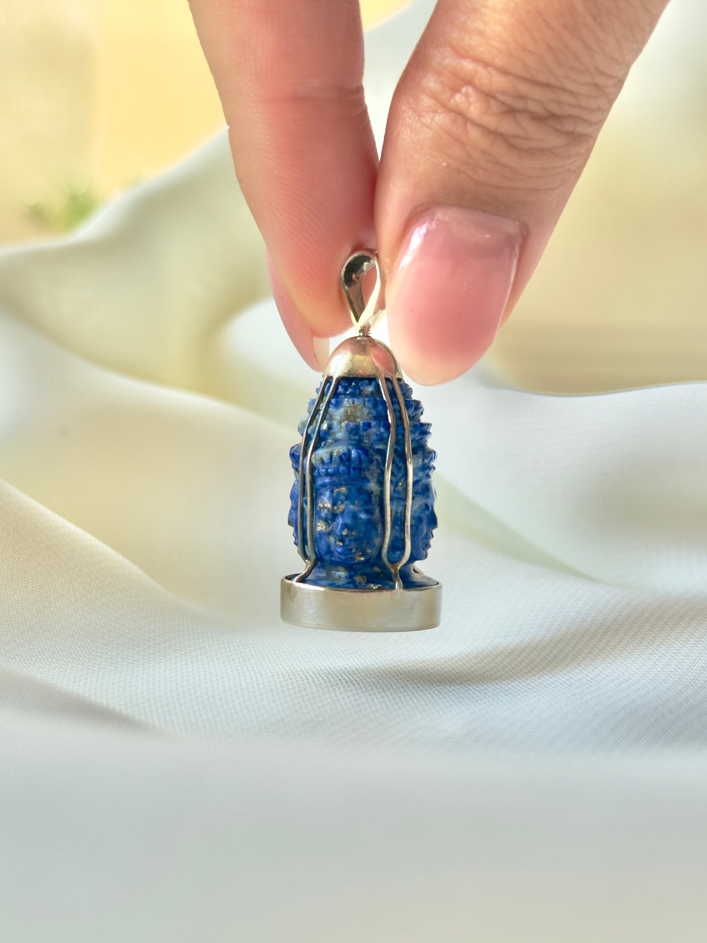 Four-Face Bayon Blue Lapis Lazuli In Silver #933