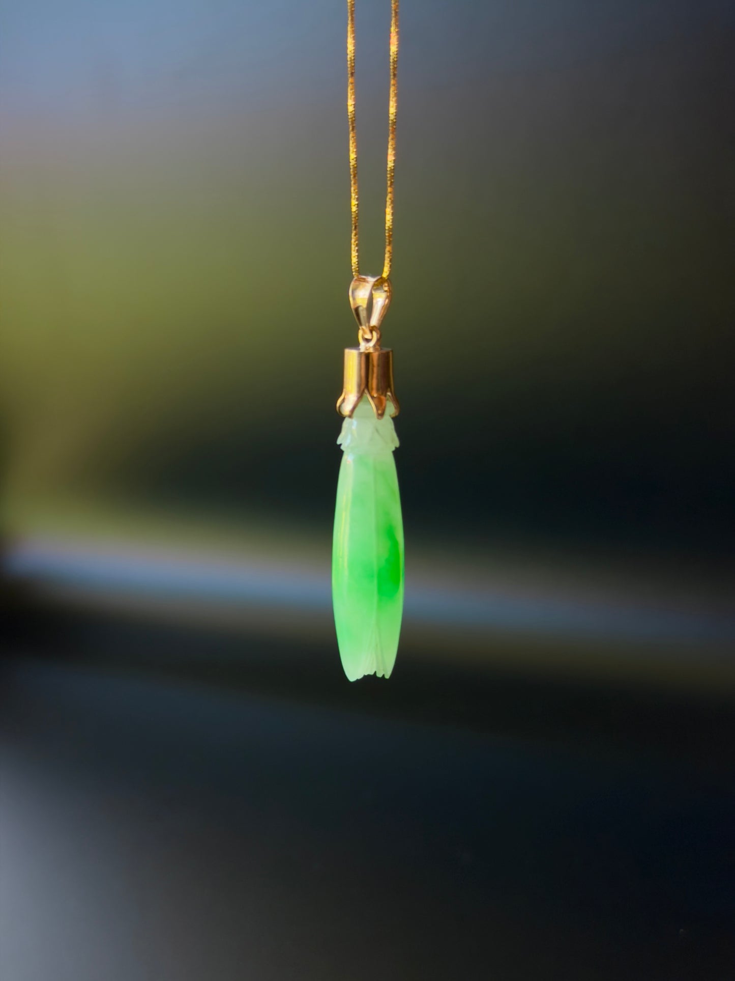 Jade Pka Champa Pendant 14k Gold #929