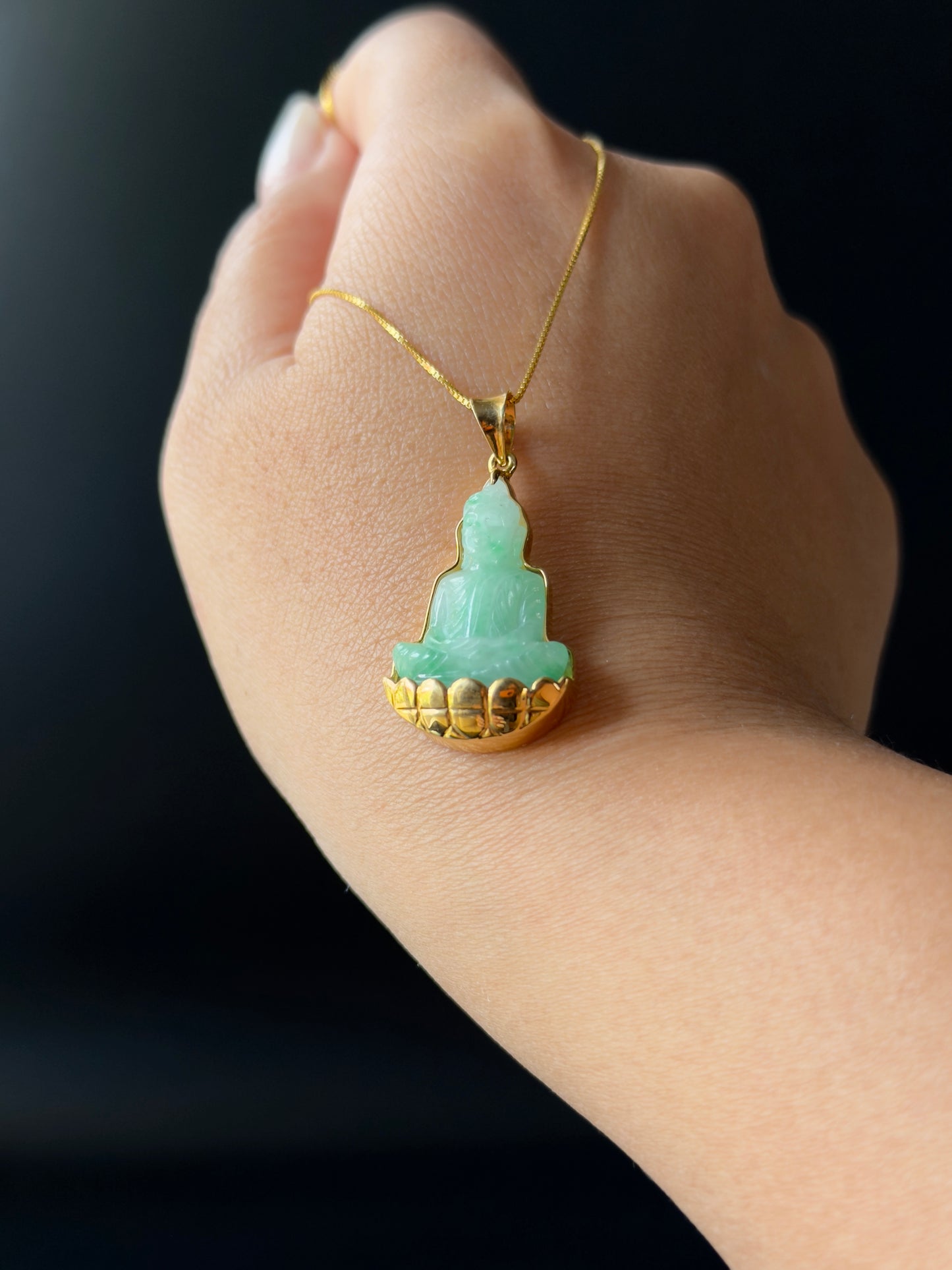 Jade Silhouette Buddha Pendant 10k Gold #931