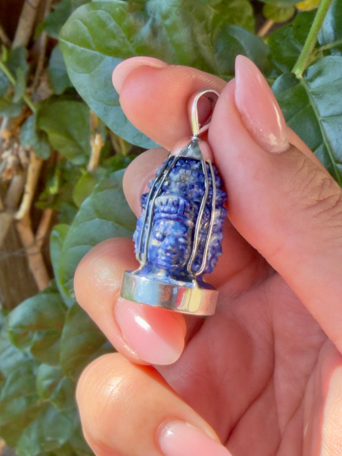 Four-Face Bayon Blue Lapis Lazuli In Silver #933