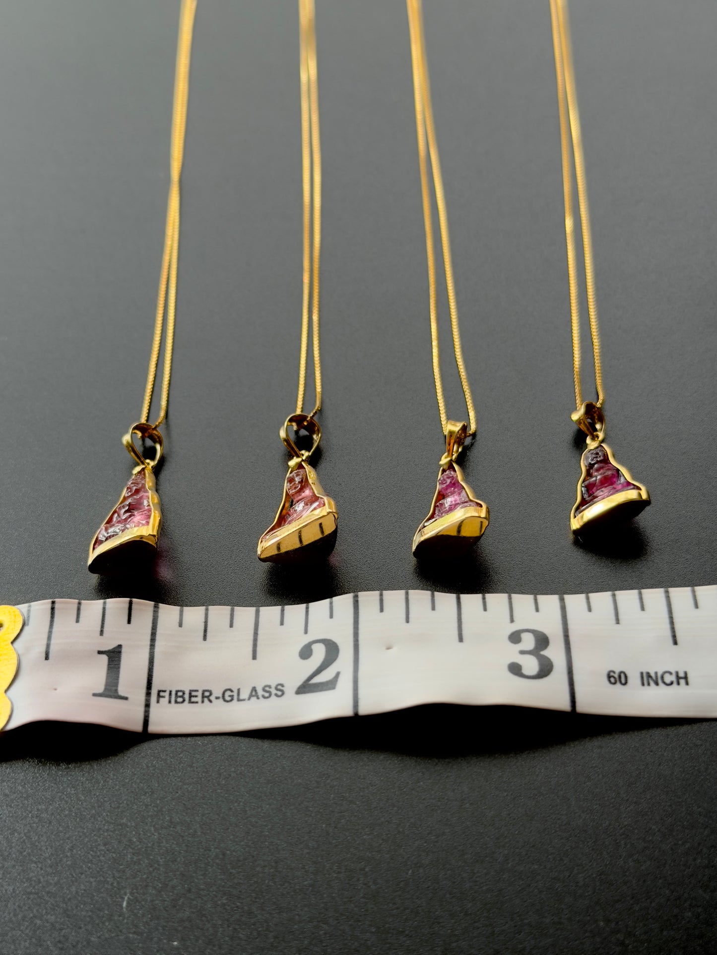 Pink Tourmaline Gemstone Buddha Pendant 18k Gold #915