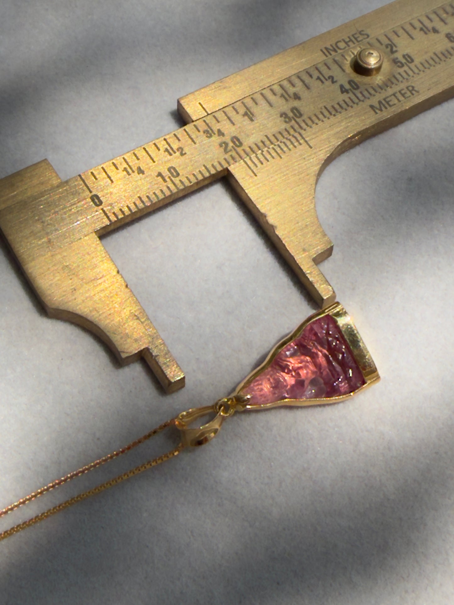 Pink Tourmaline Gemstone Buddha Pendant 18k Gold #914