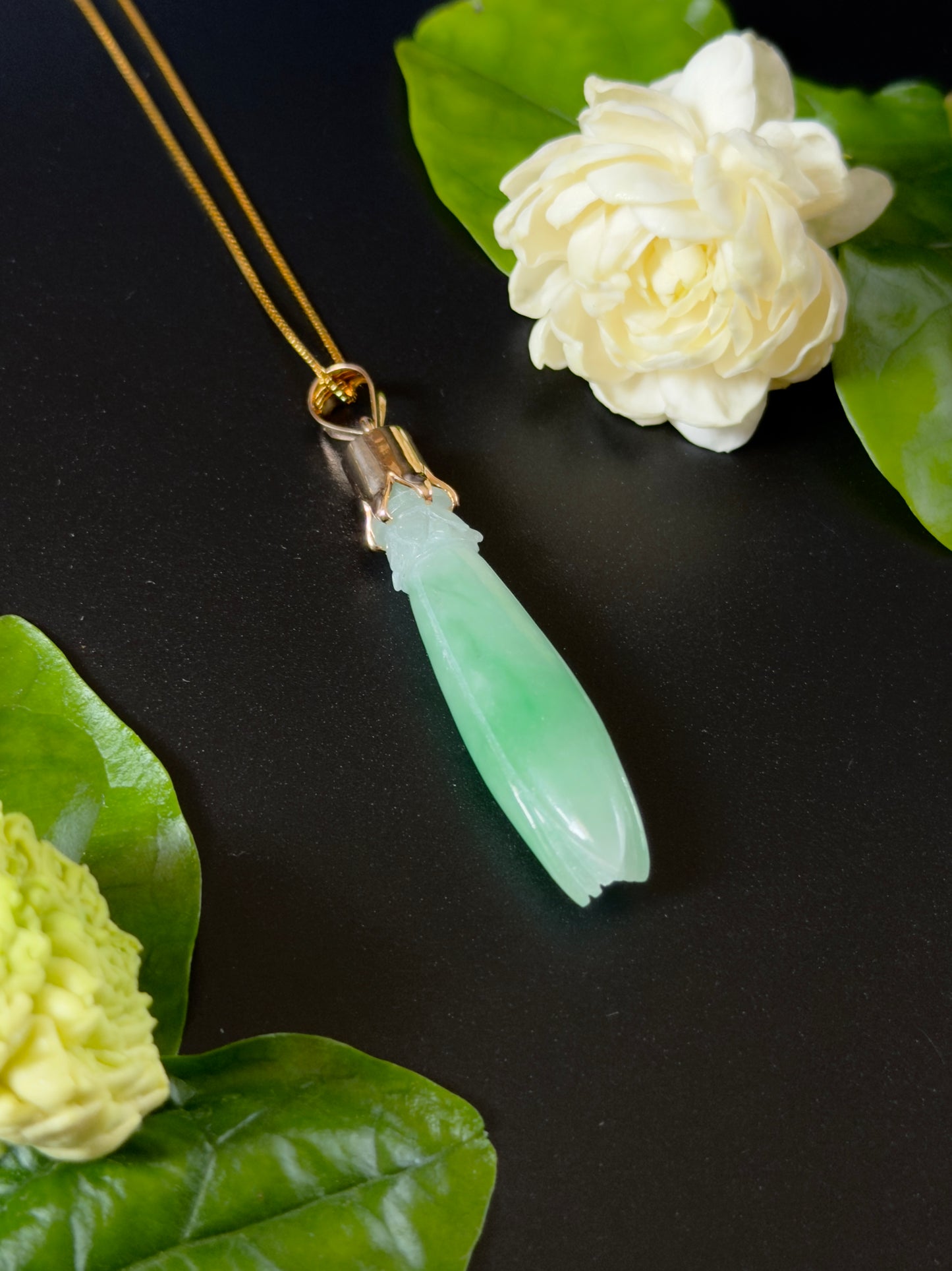 Jade Pka Champa Pendant 14k Gold #929
