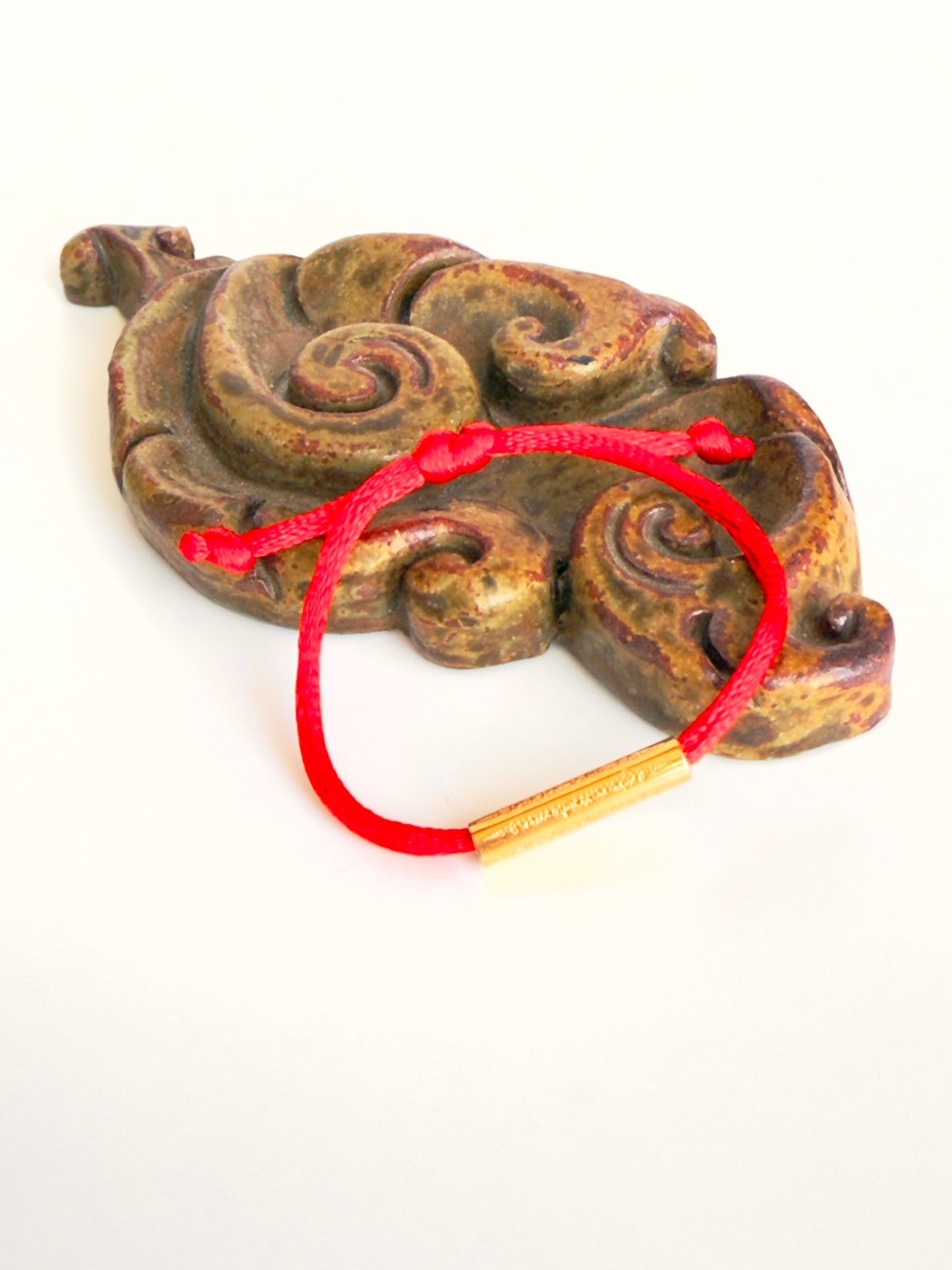 Children's Adjustable Sacred Yantra Bracelet -  Red & Gold Katha