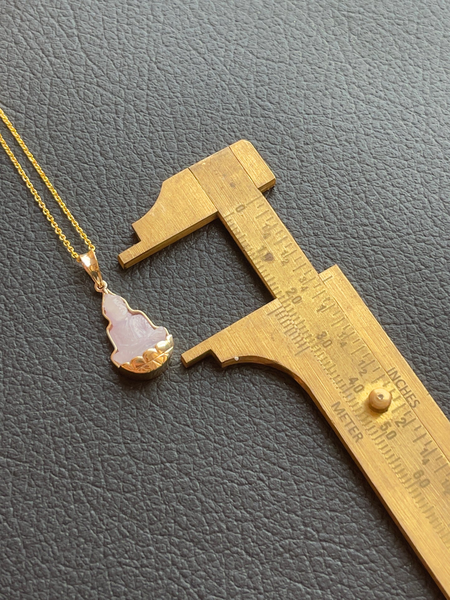 Purple Jade Silhouette Buddha Pendant 10k Gold #903