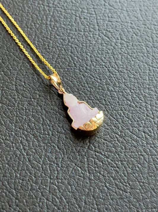 Purple Jade Silhouette Buddha Pendant 10k Gold #903