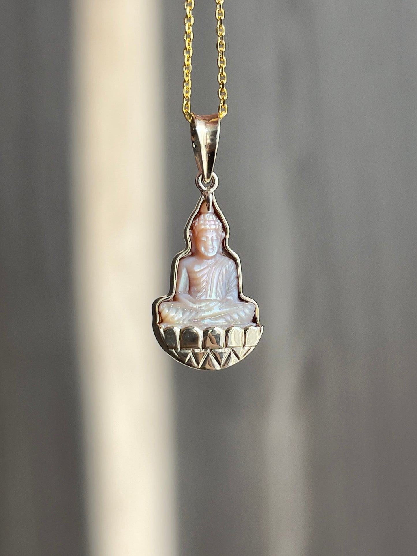 Gold Mother of Pearl Silhouette Buddha Pendant 10k Gold #904