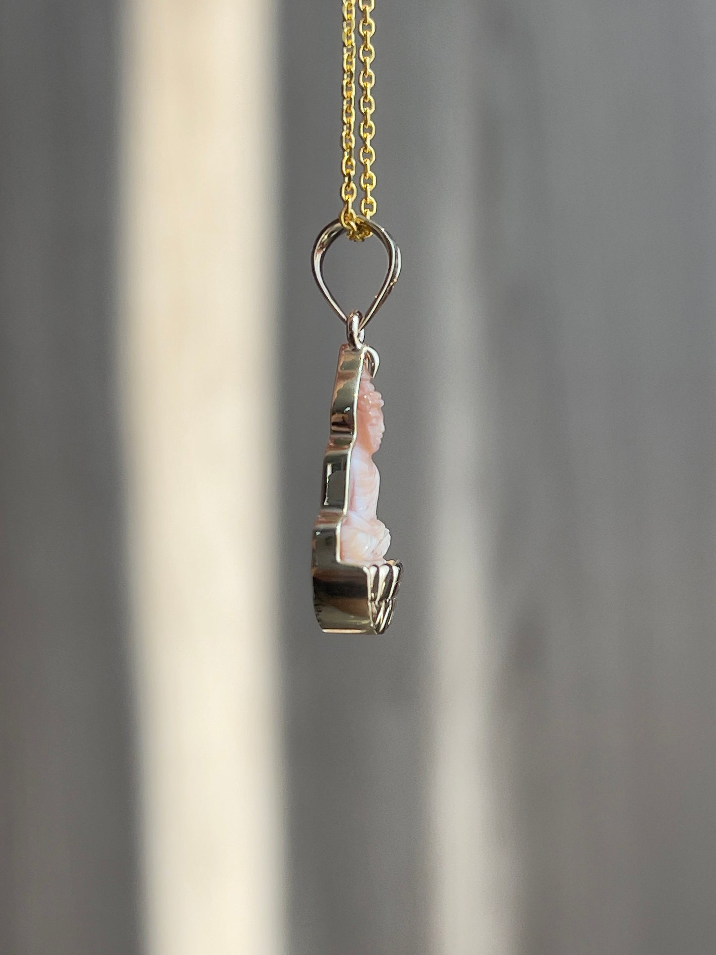 Gold Mother of Pearl Silhouette Buddha Pendant 10k Gold #904