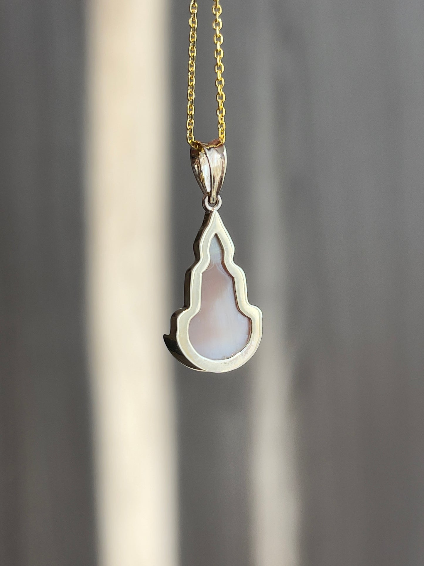 Gold Mother of Pearl Silhouette Buddha Pendant 10k Gold #904