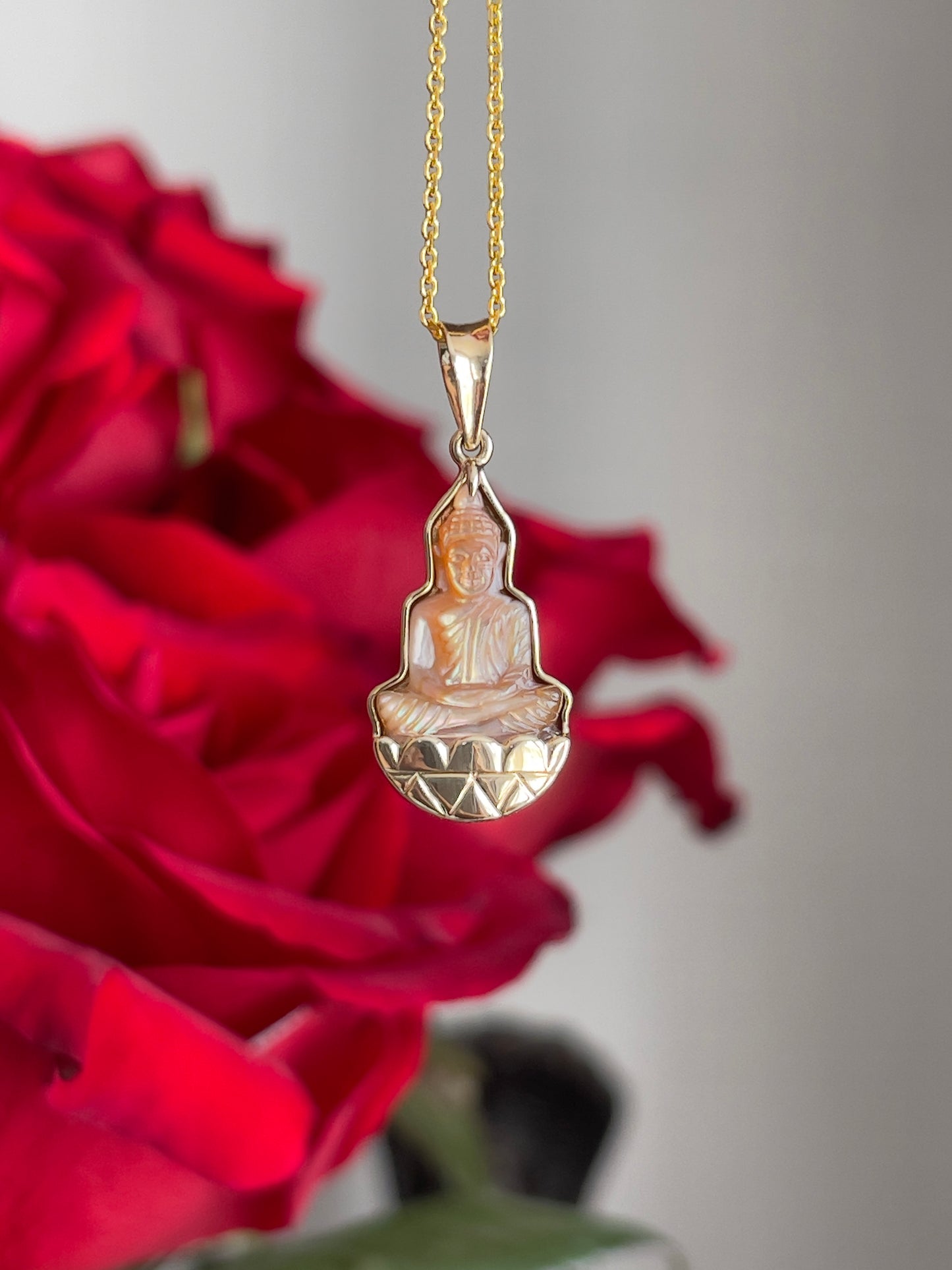 Gold Mother of Pearl Silhouette Buddha Pendant 10k Gold #905