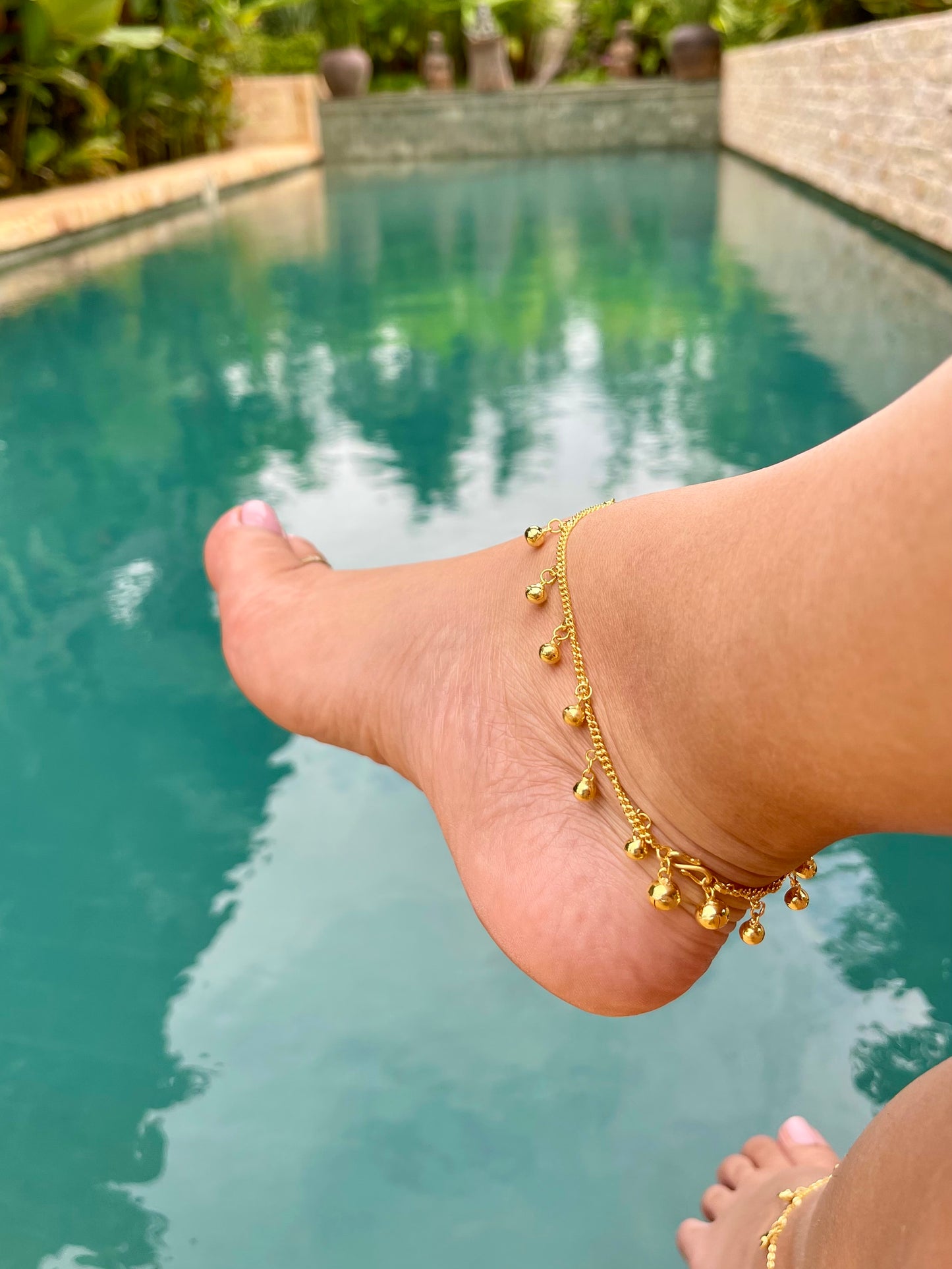 Gold Plated Bell Anklets for Adults: 9 inches