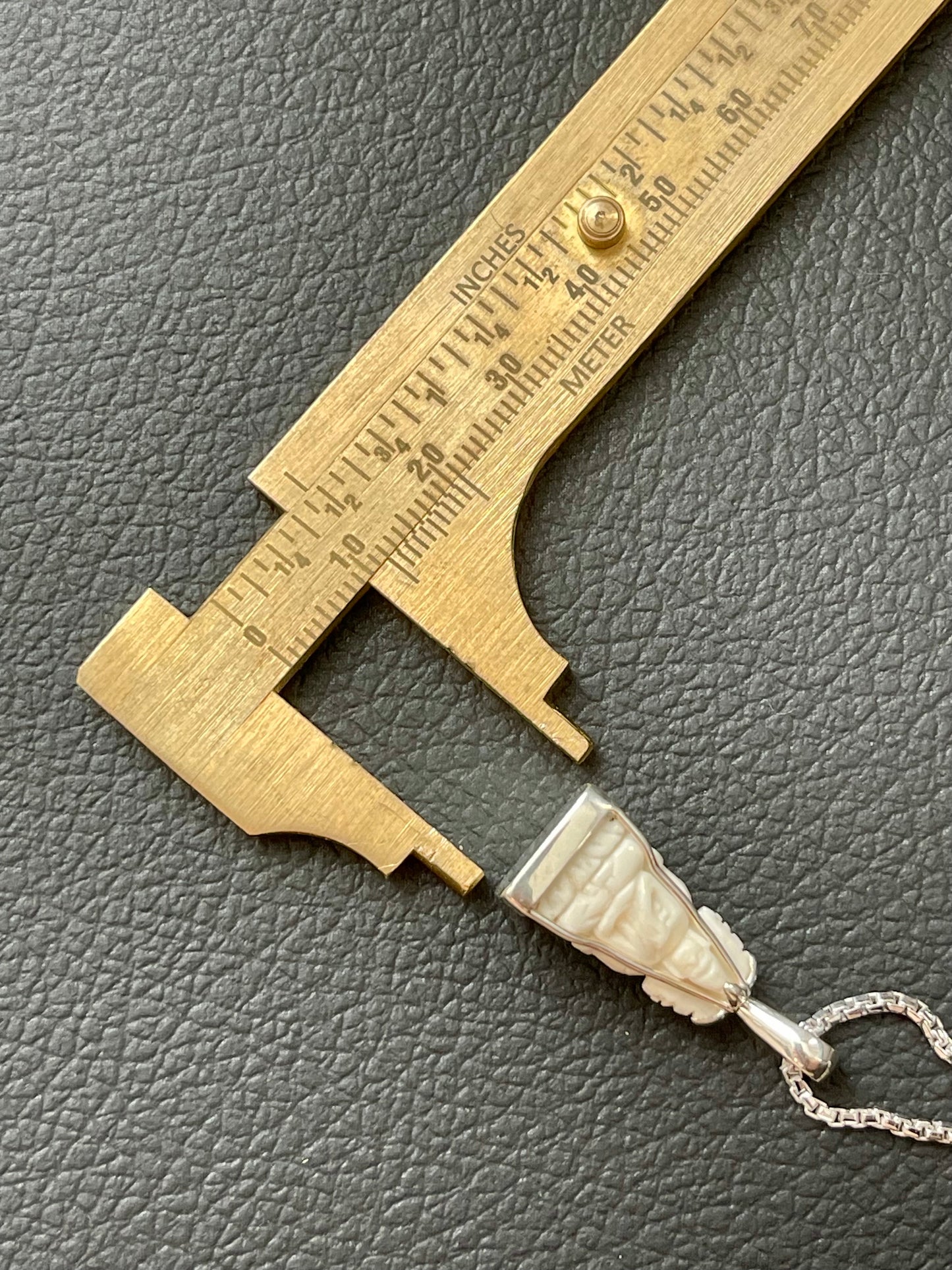 Four-Sided Cow Bone Buddha Pendant in Silver #897