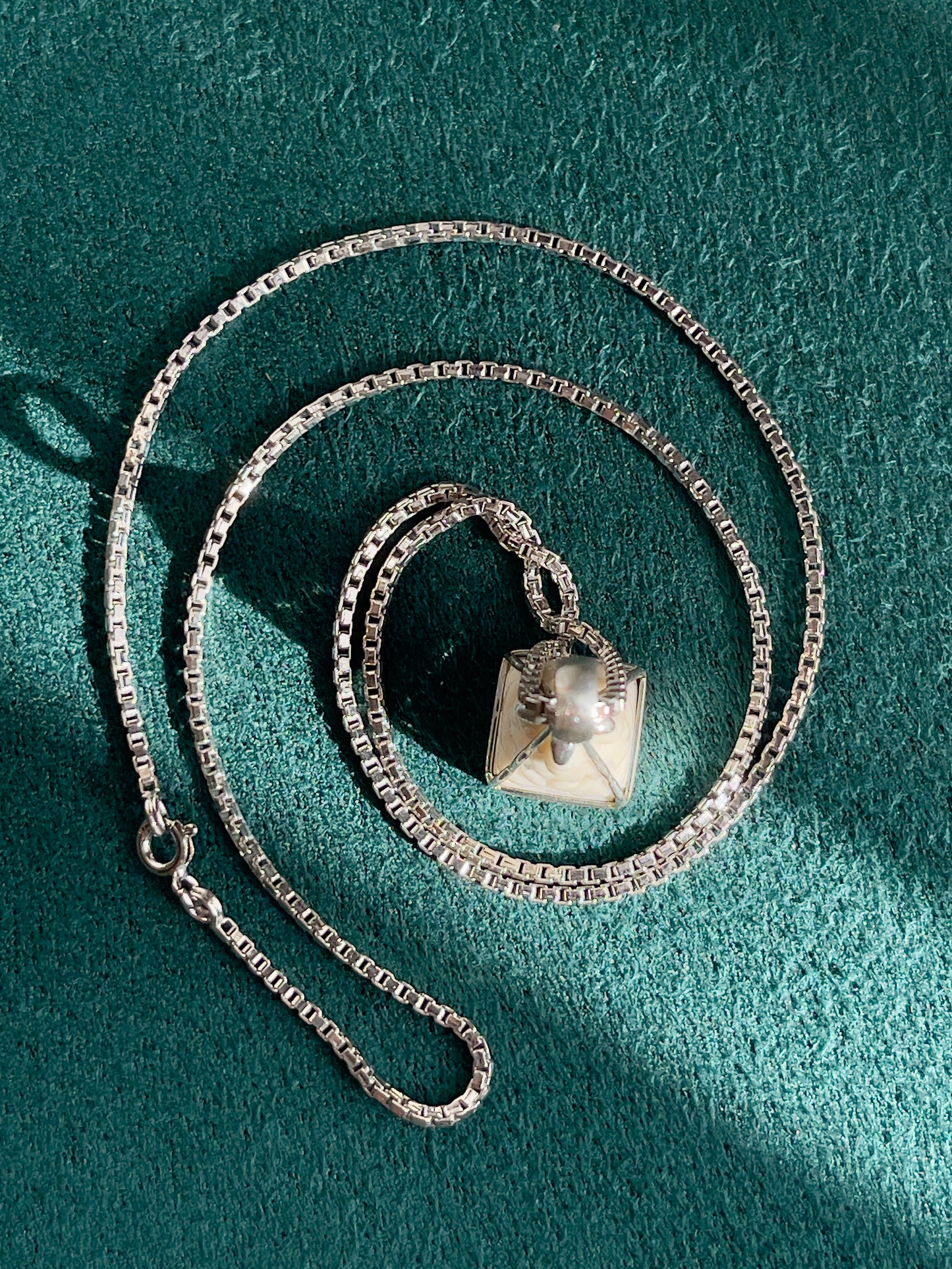 Four-Sided Cow Bone Buddha Pendant in Silver #897