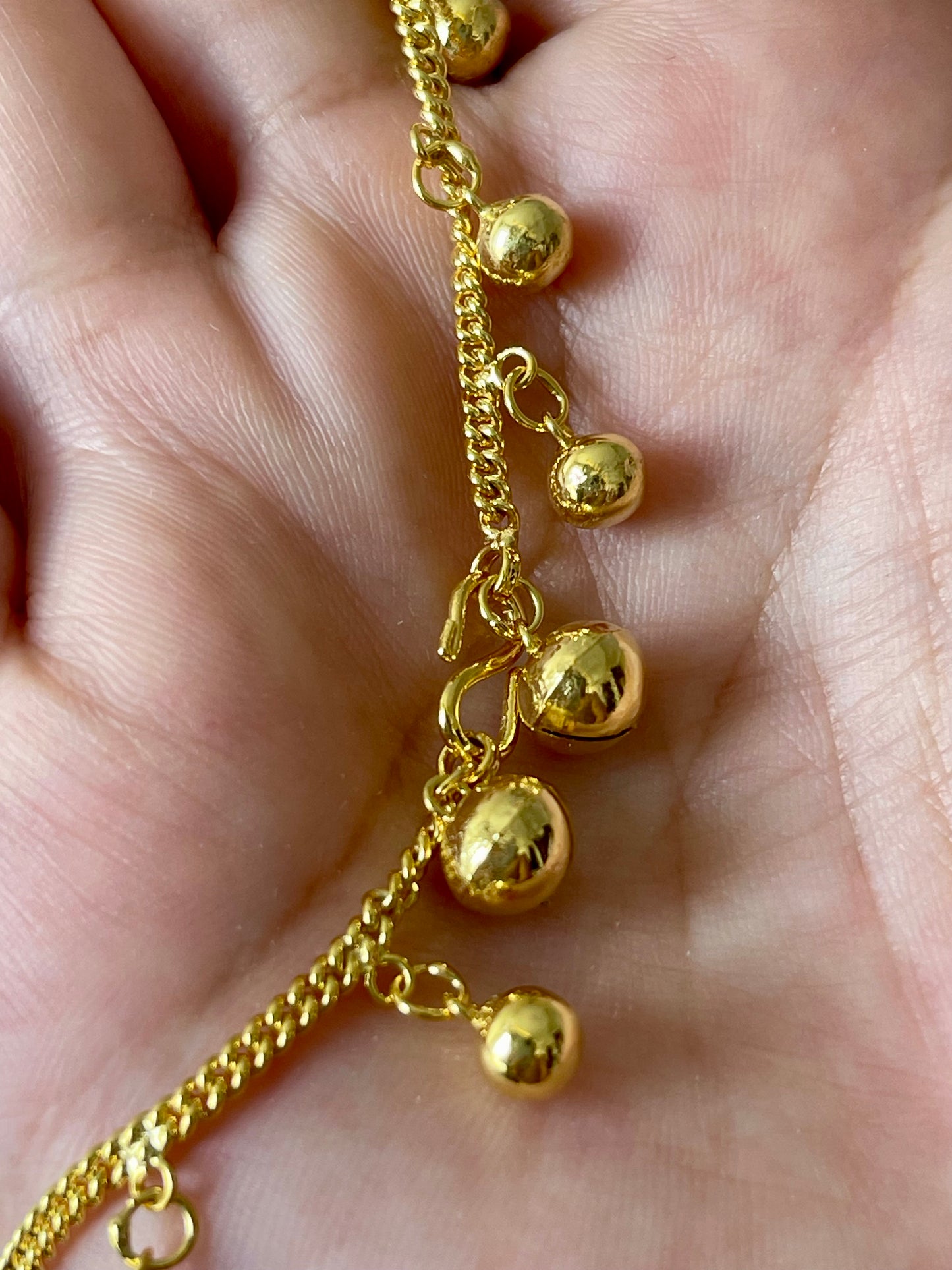 Gold Plated Bell Anklets for Adults: 9 inches