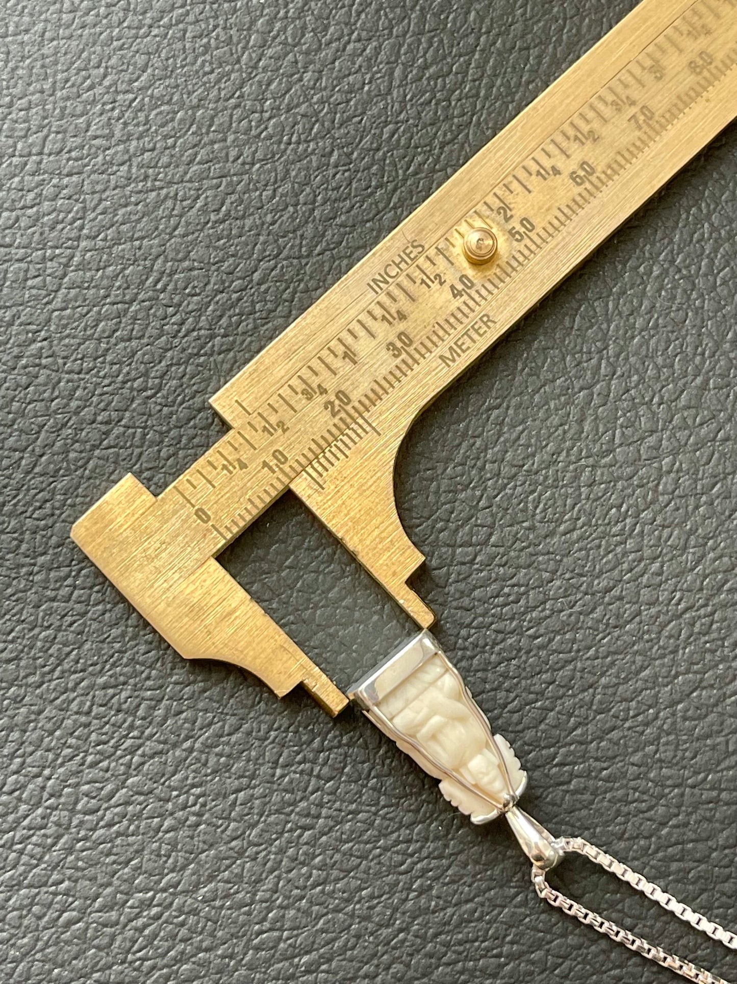 Four-Sided Cow Bone Buddha Pendant in Silver #898