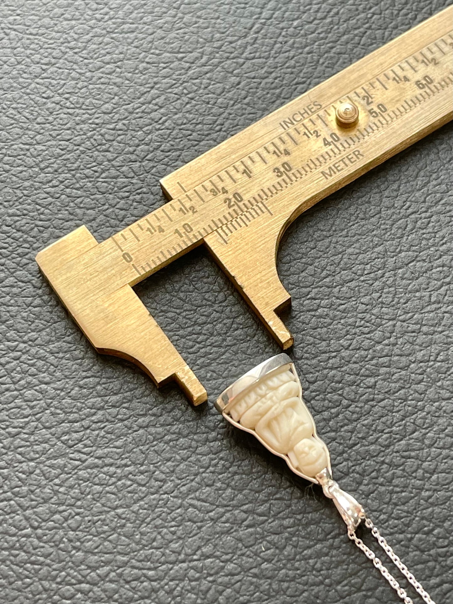 Double-Sided Cow Bone Buddha Pendant in Silver #899