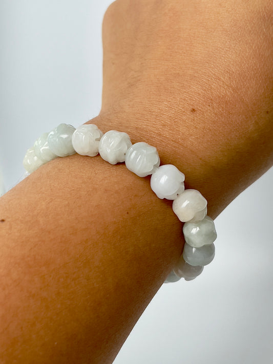 Jade Lotus Small Bead Bracelet - 10 mm