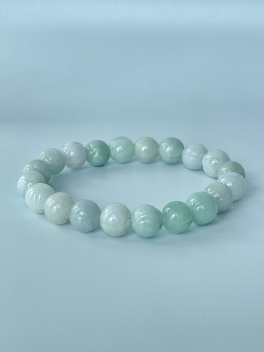 Jade Lotus Small Round Bead Bracelet - 10 mm