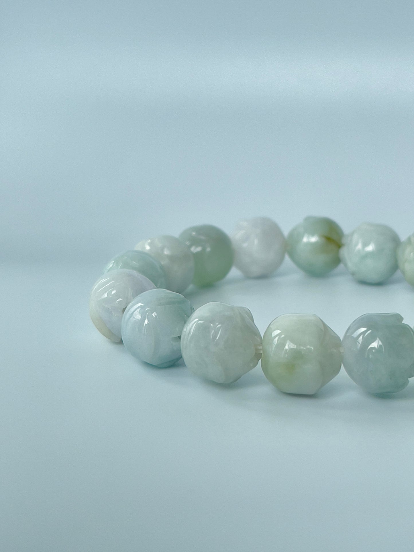 Jade Lotus Large Bead Bracelet - 12 mm