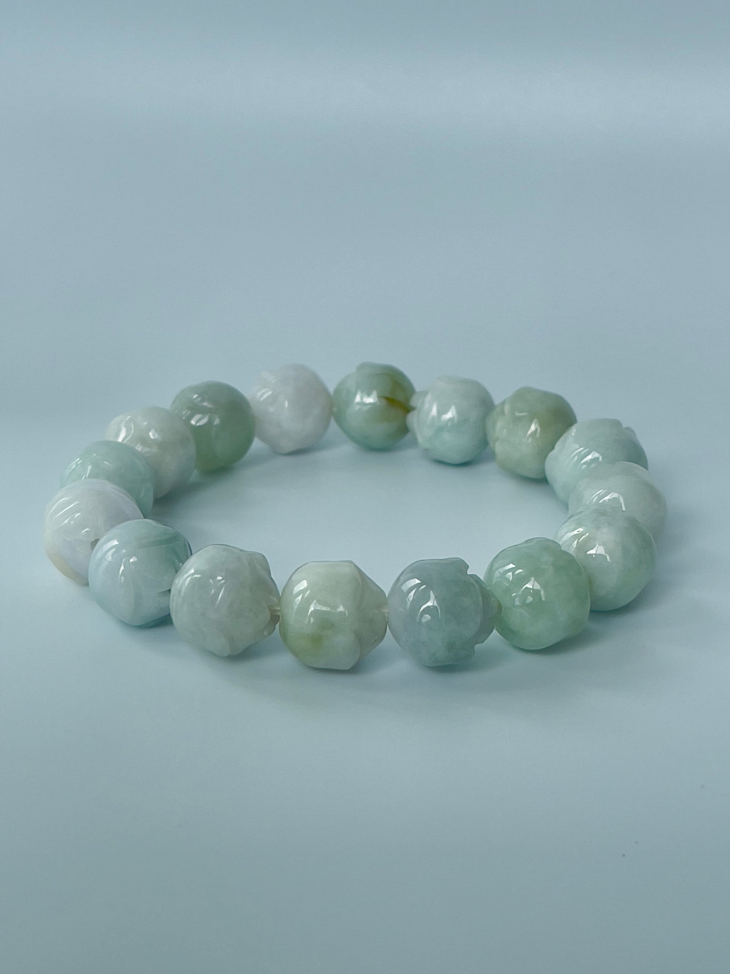 Jade Lotus Large Bead Bracelet - 12 mm