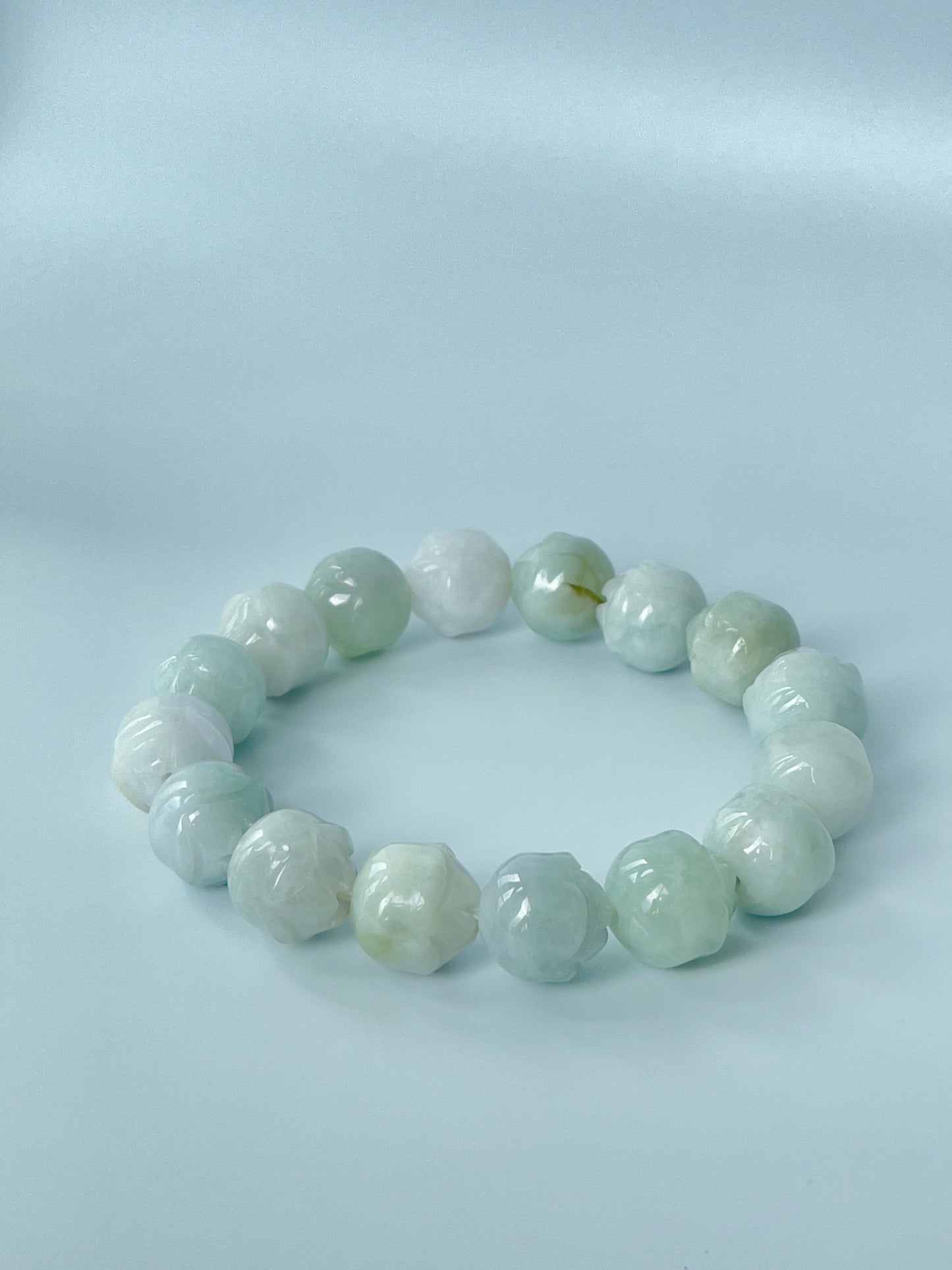 Jade Lotus Large Bead Bracelet - 12 mm