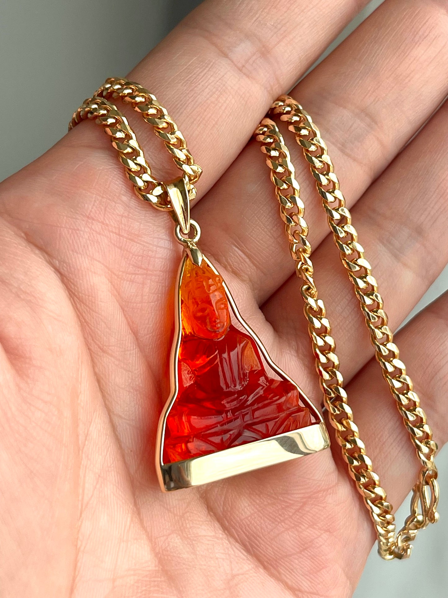 Red Khmer Style Buddha Pendant in 18k Gold #854