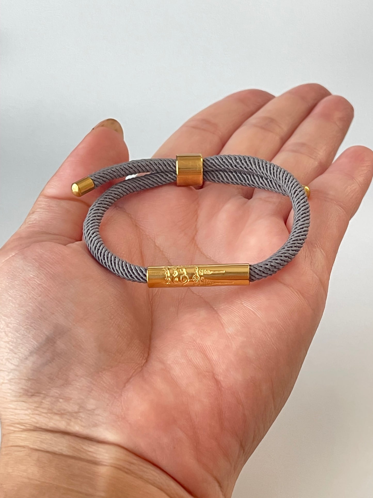 Luxe Sacred Yantra Bracelet - Khmer Granite Gray & Gold
