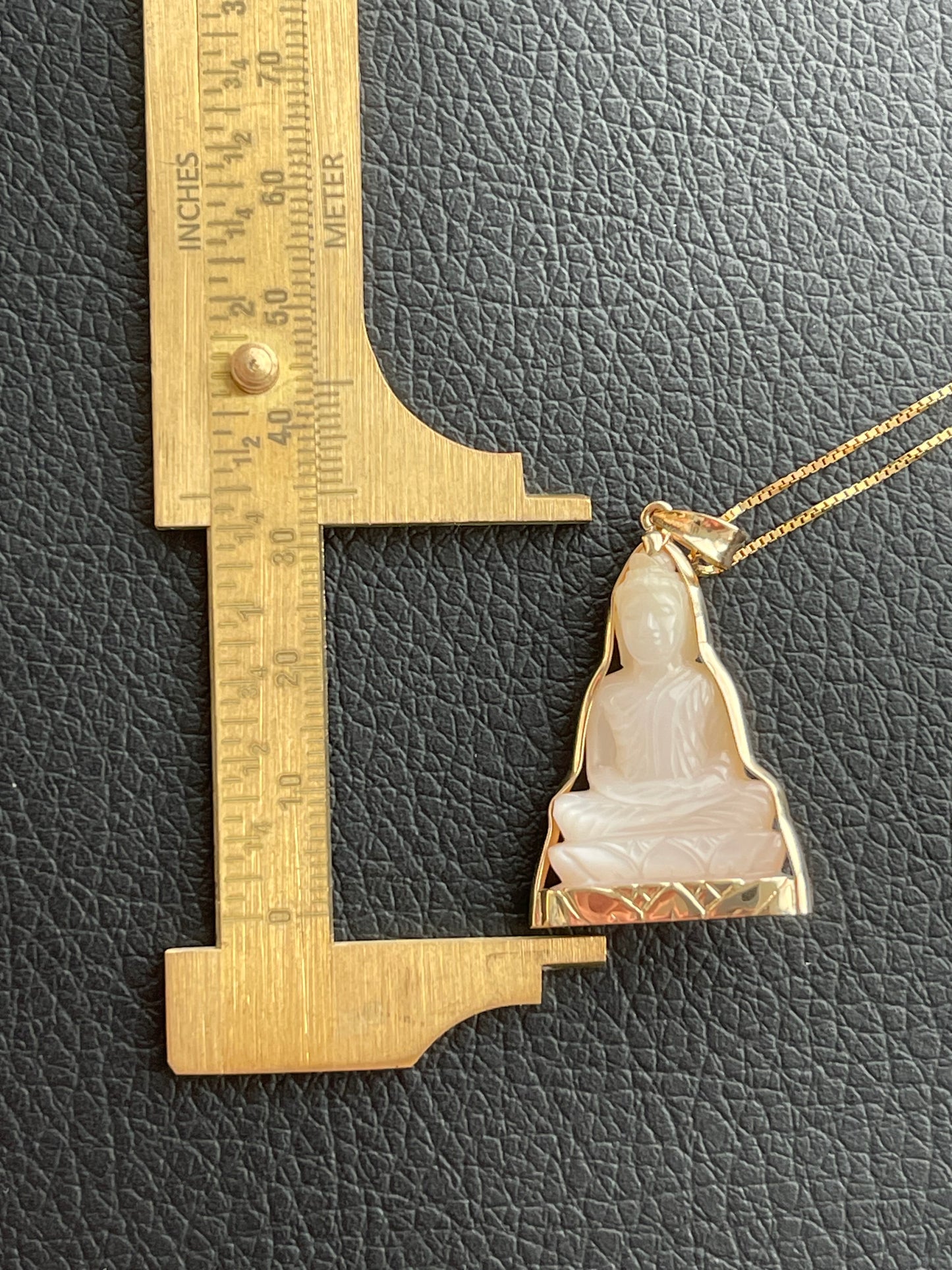 Mother of Pearl Buddha Pendant in Solid 14K Gold Lotus #847
