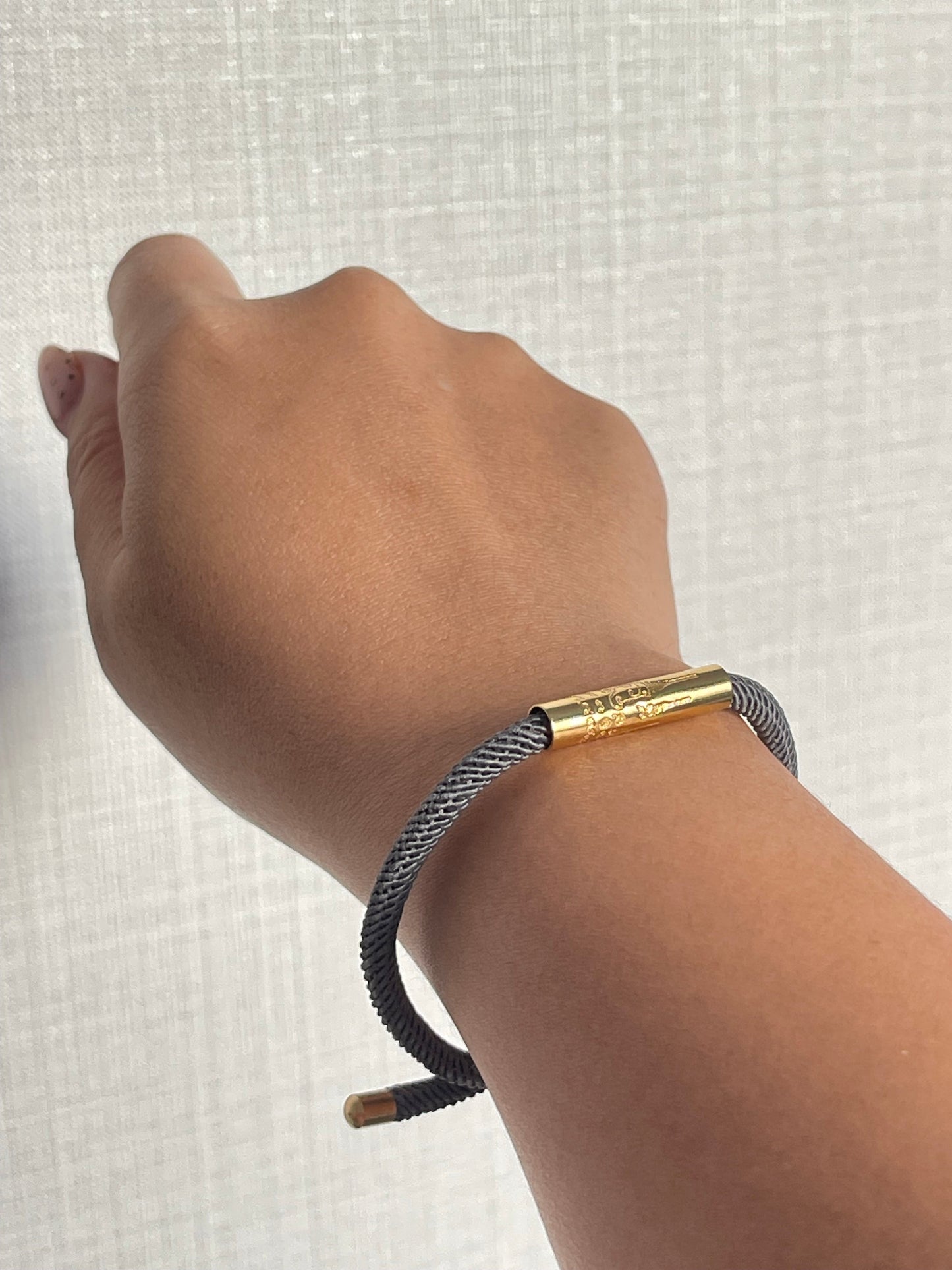 Luxe Sacred Yantra Bracelet - Khmer Granite Gray & Gold
