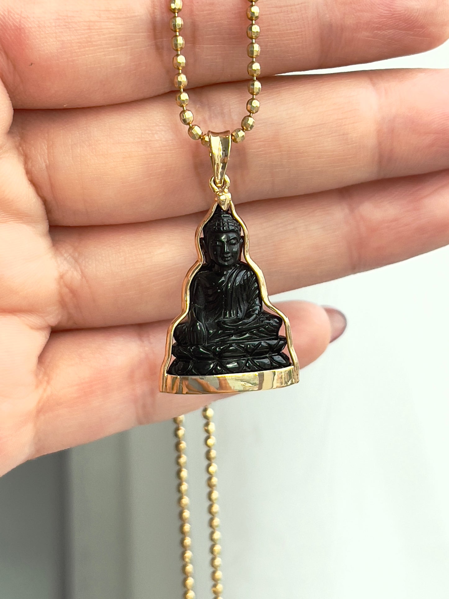 Black Onyx Buddha in 10K Gold