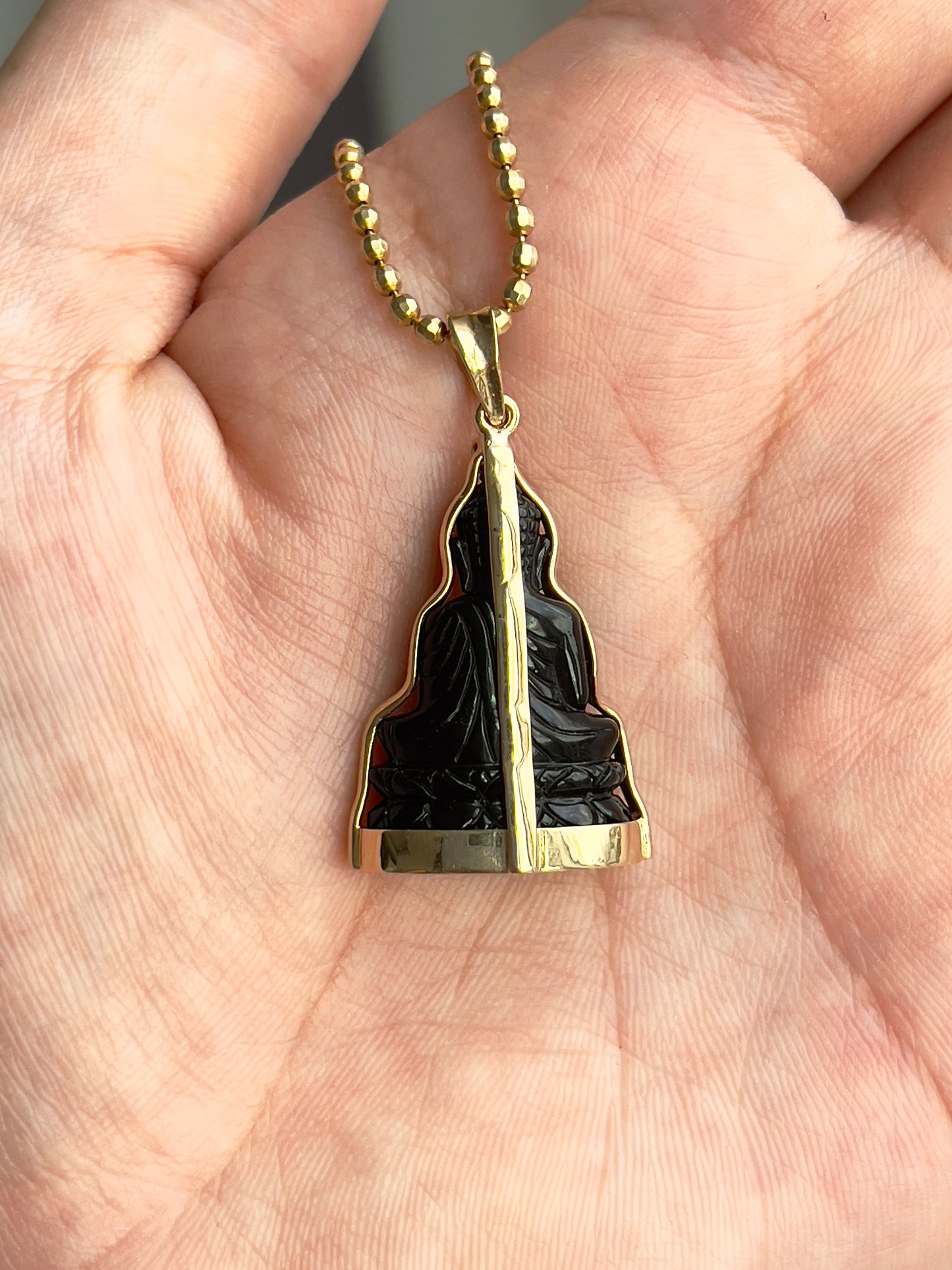 Black Onyx Buddha in 10K Gold