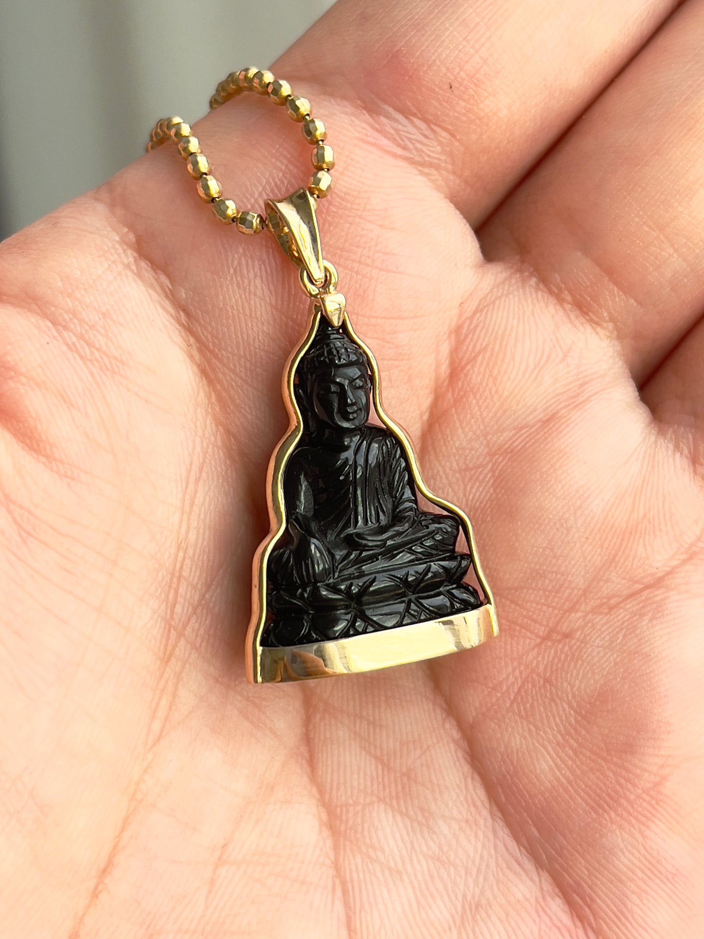 Black Onyx Buddha in 10K Gold