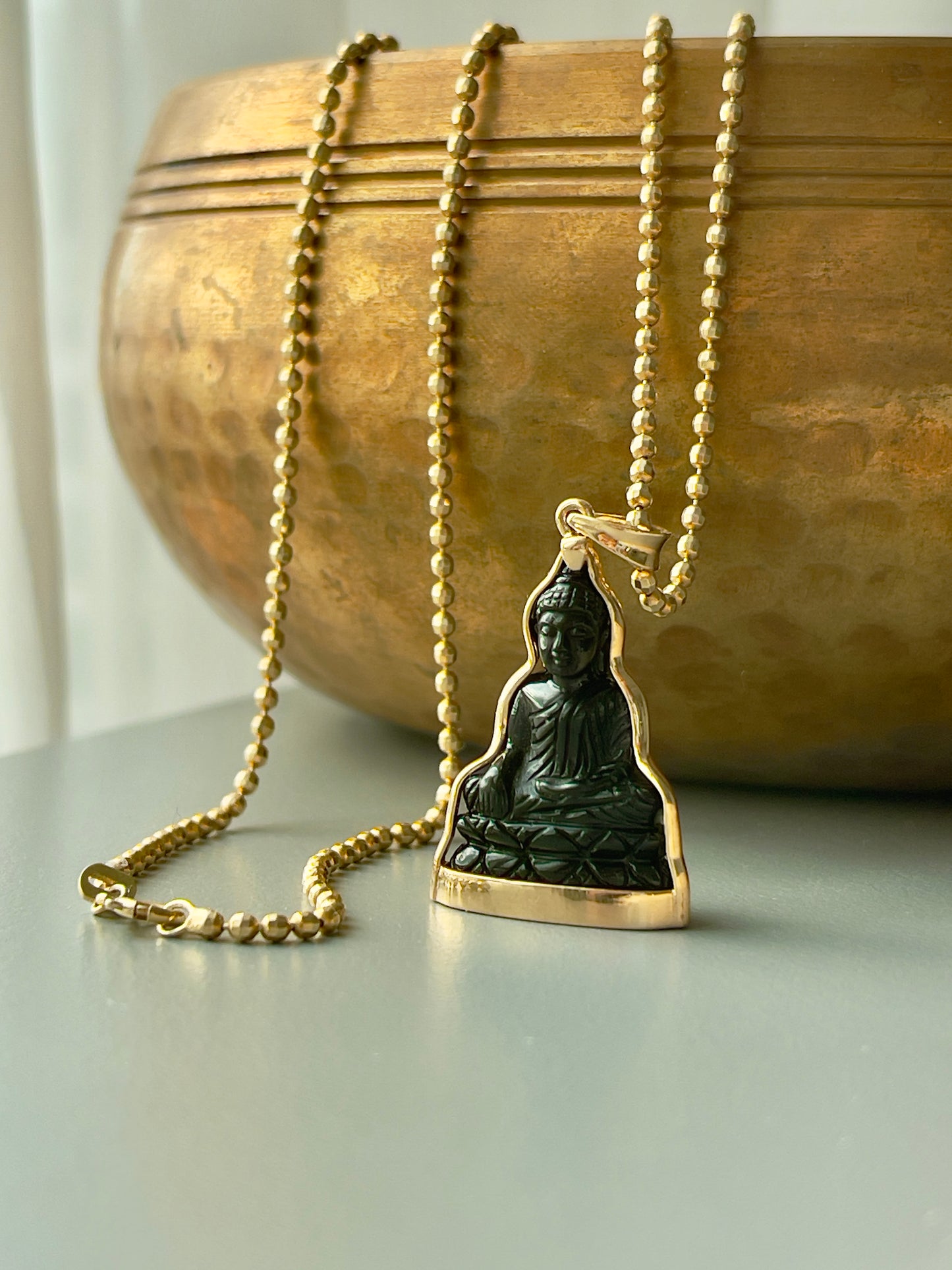 Black Onyx Buddha in 10K Gold