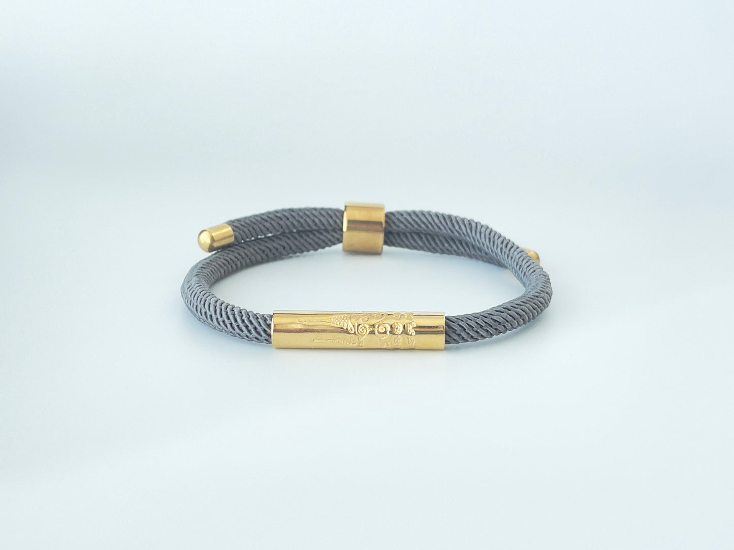 Luxe Sacred Yantra Bracelet - Khmer Granite Gray & Gold