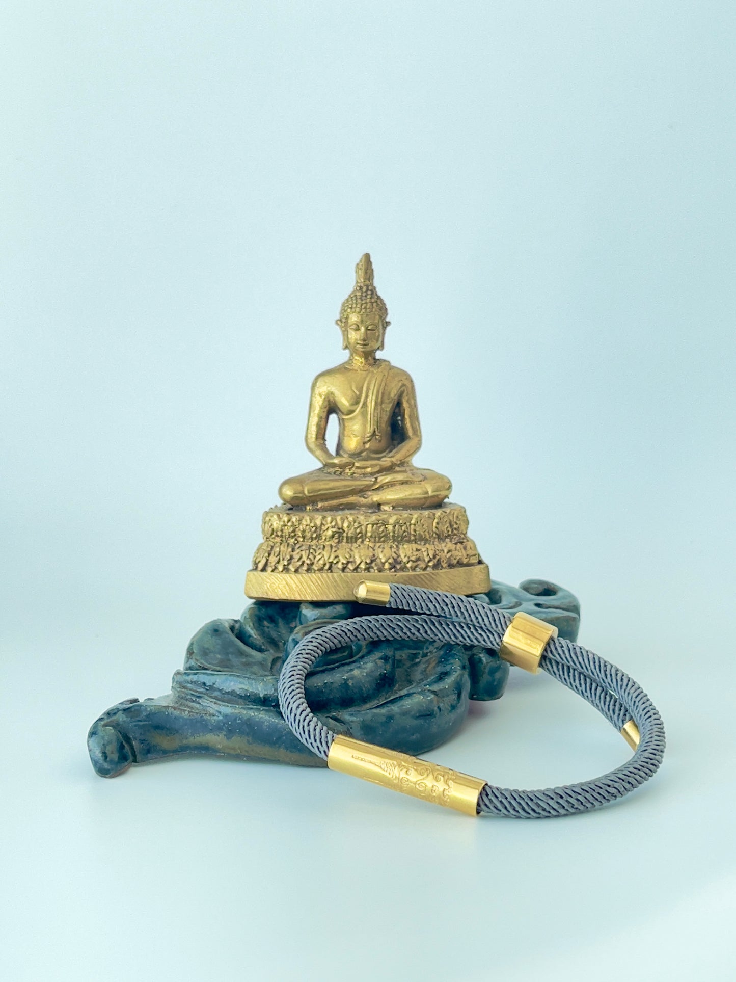 Luxe Sacred Yantra Bracelet - Khmer Granite Gray & Gold
