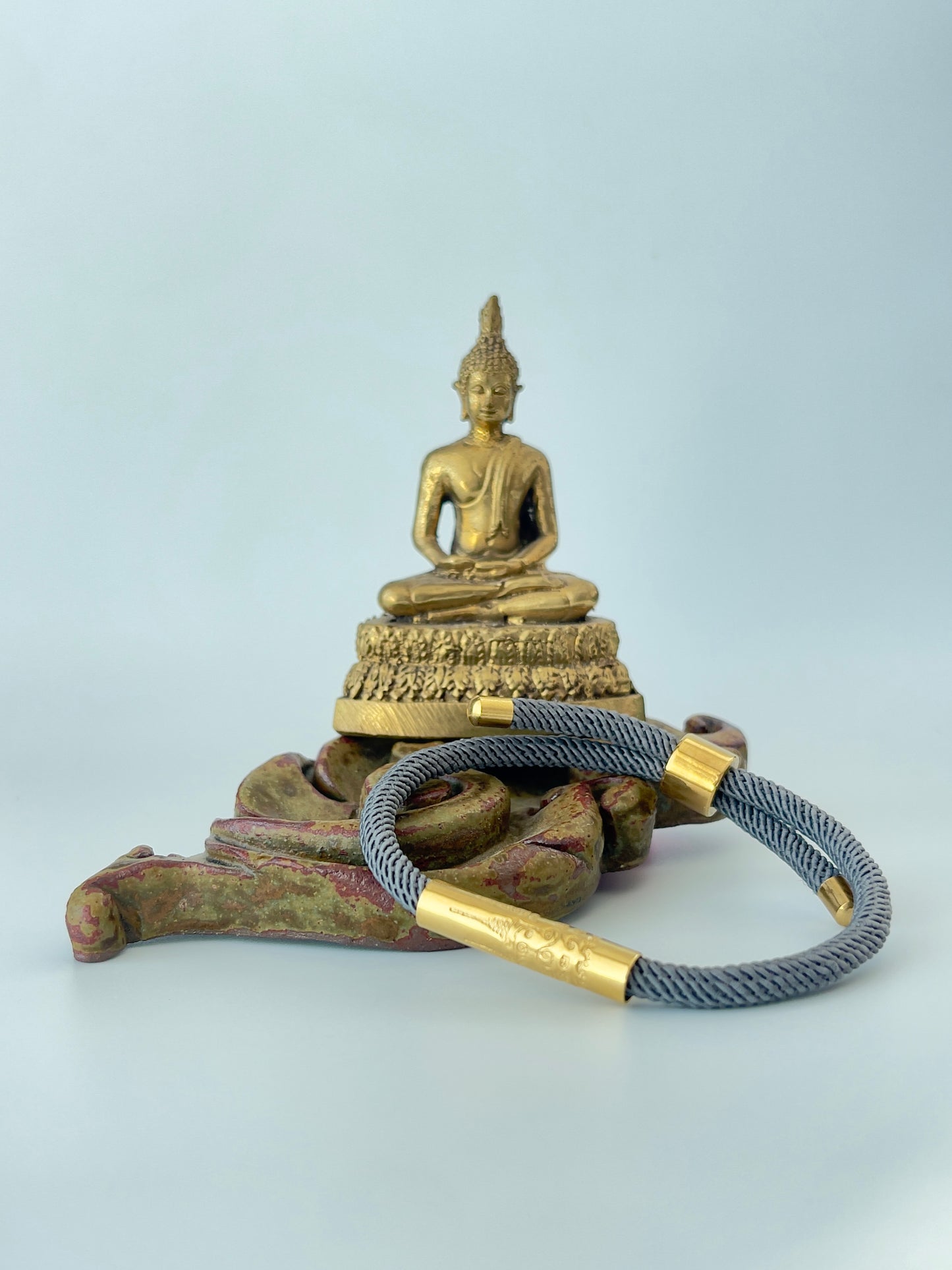Luxe Sacred Yantra Bracelet - Khmer Granite Gray & Gold
