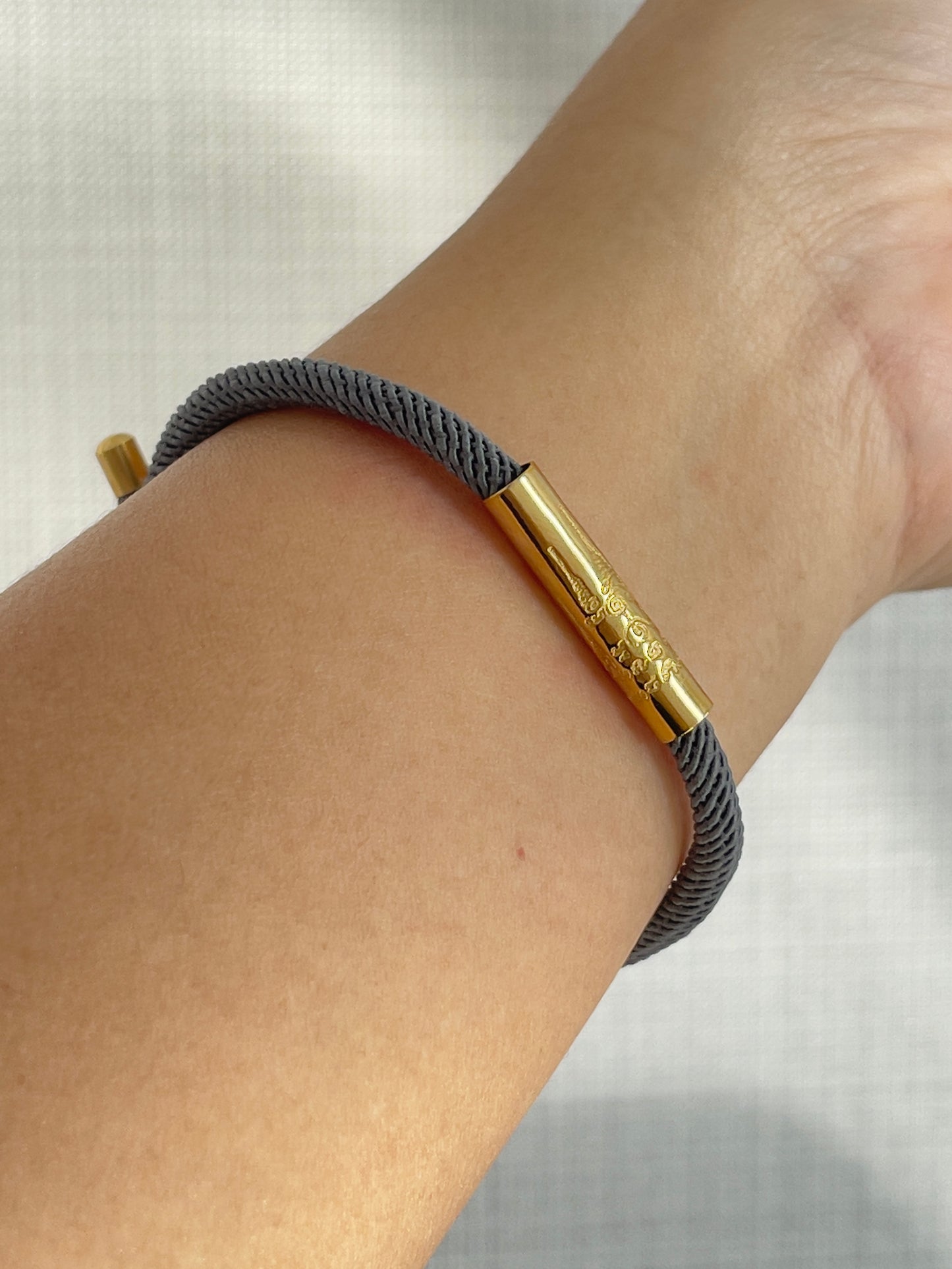 Luxe Sacred Yantra Bracelet - Khmer Granite Gray & Gold